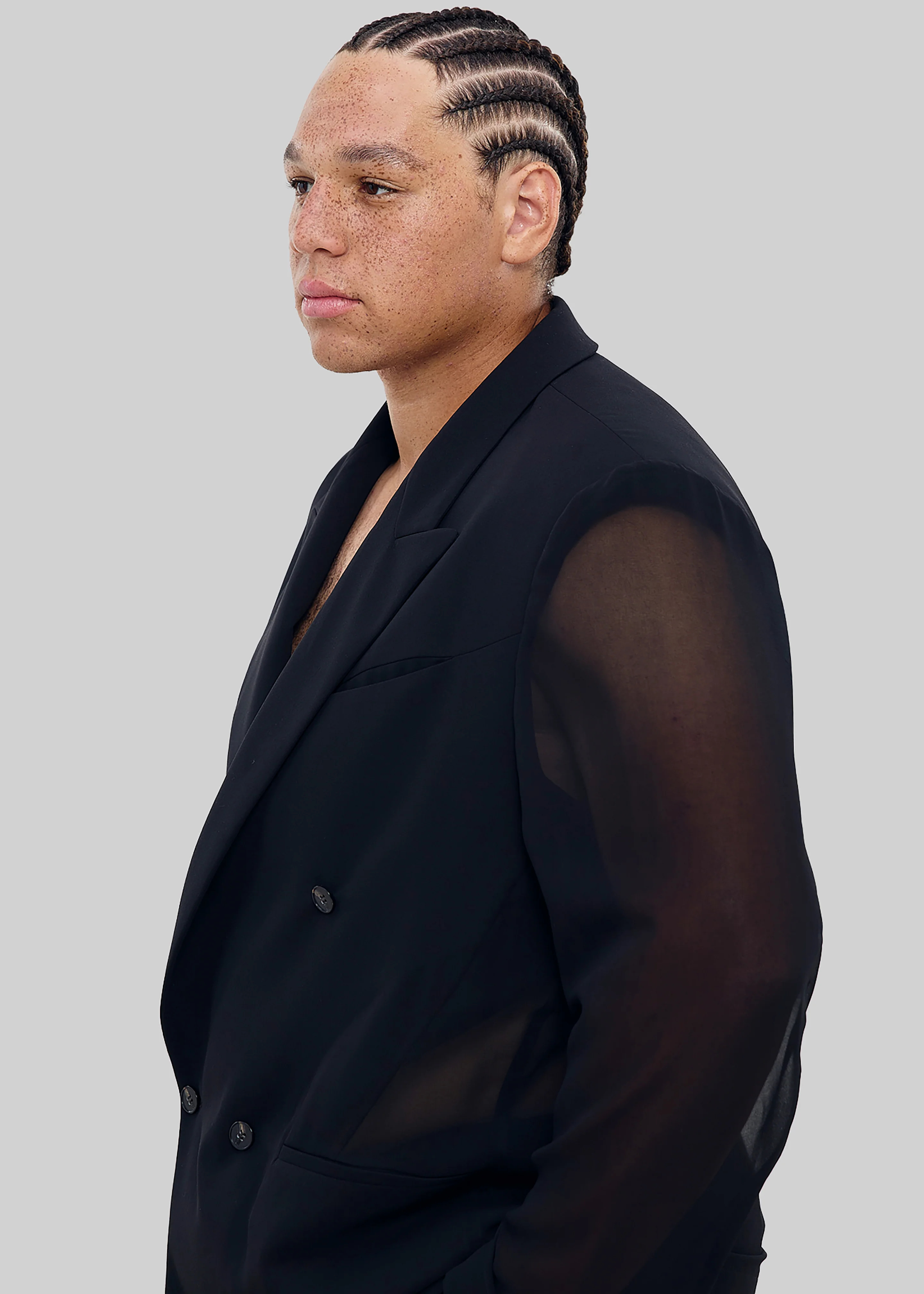 Louis Gabriel Nouchi 4-Button Double-Breasted Sheer Jacket - Black - Image 6