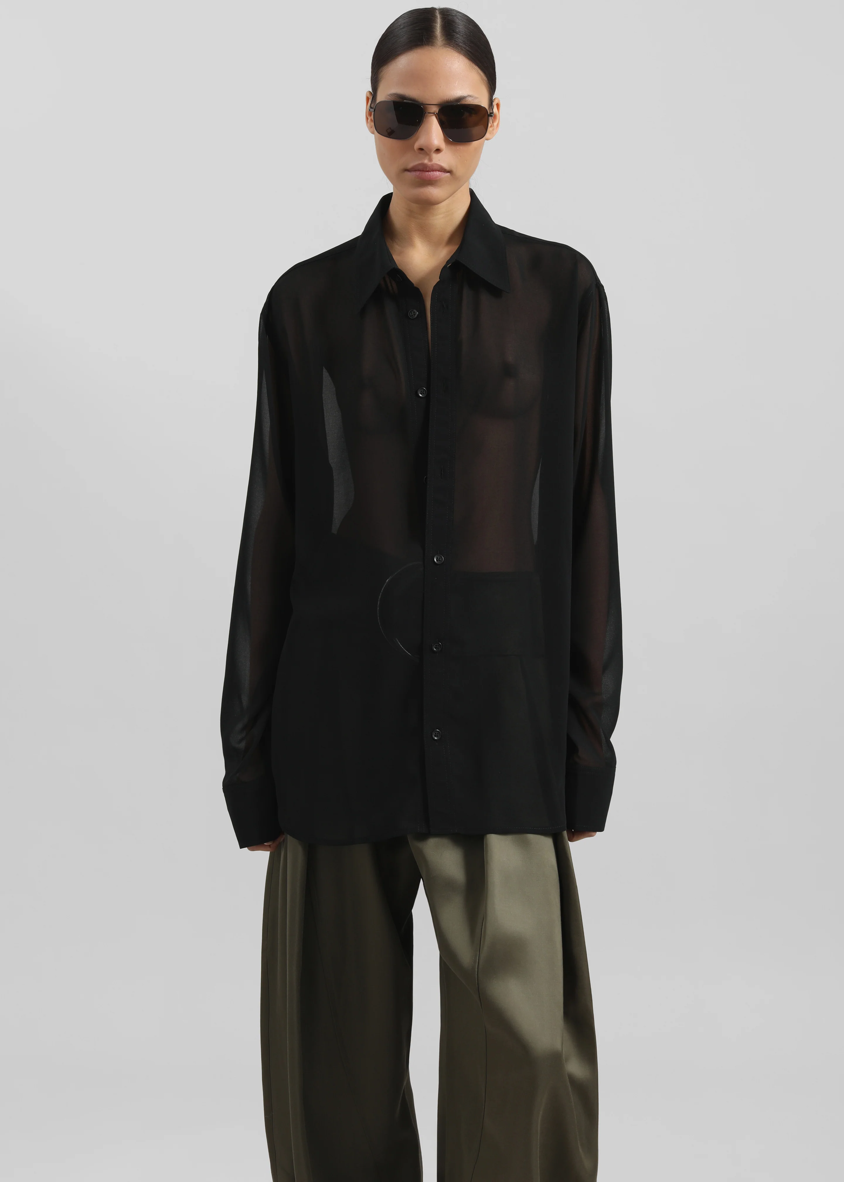 Louis Gabriel Nouchi Classic Transparent Shirt - Black - Image 2