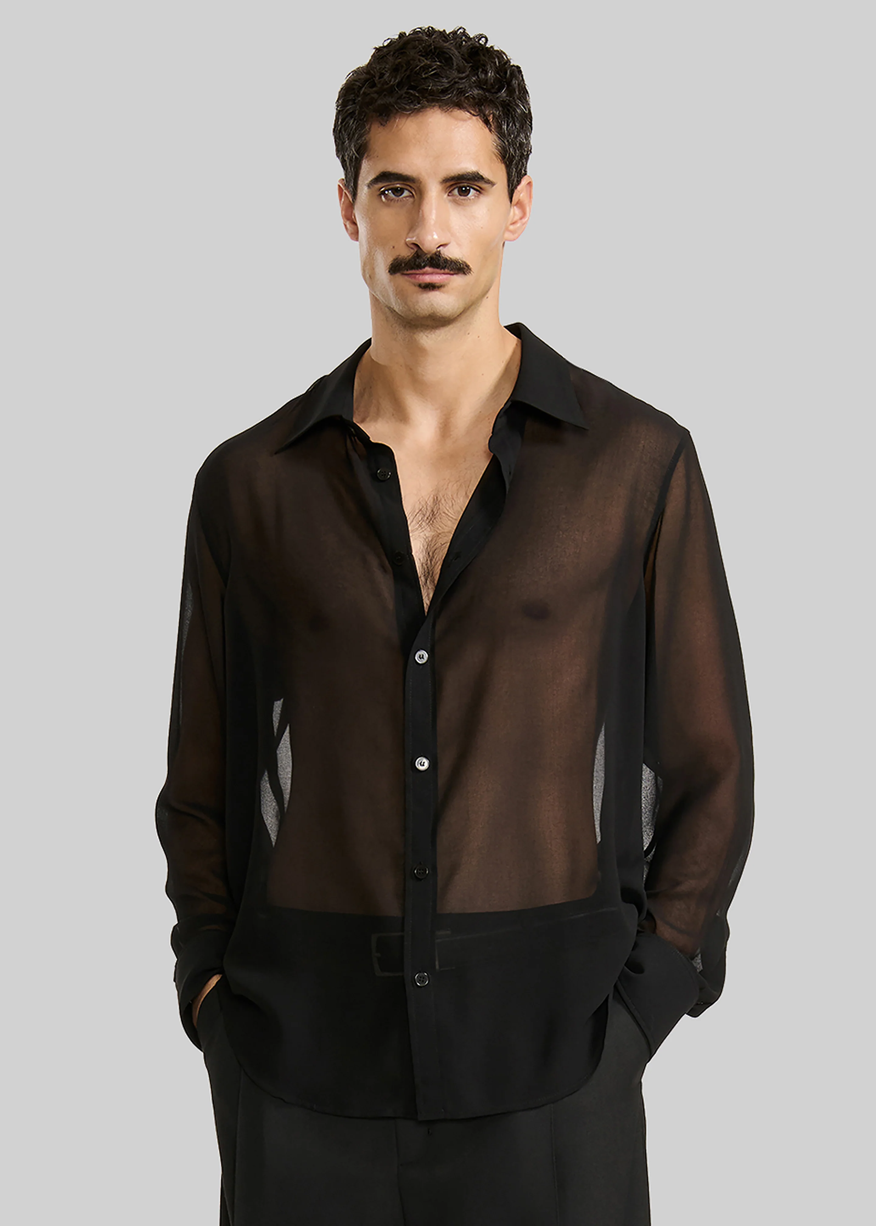 Louis Gabriel Nouchi Classic Transparent Shirt - Black - Image 6