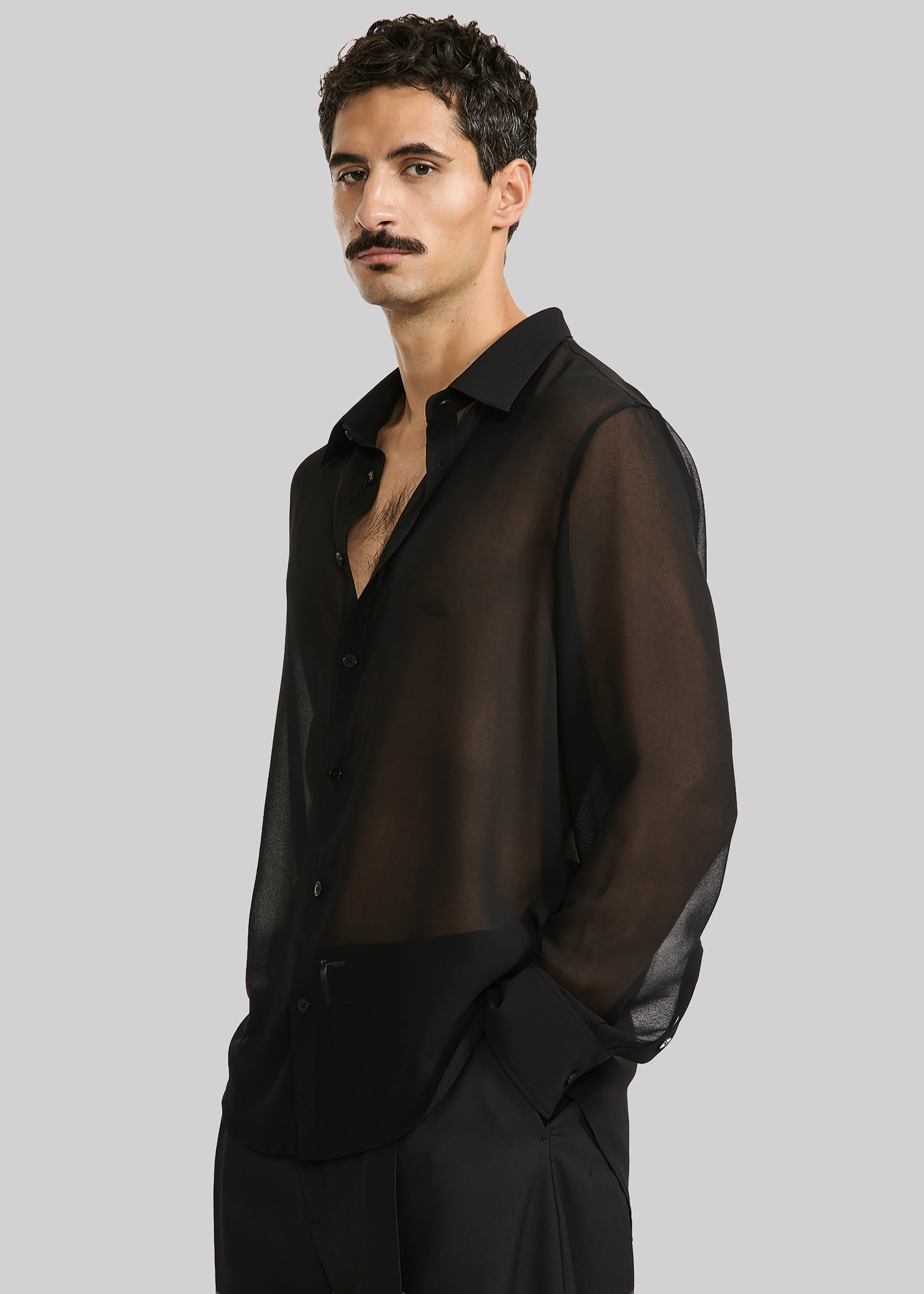 Louis Gabriel Nouchi Classic Transparent Shirt - Black - Image 9