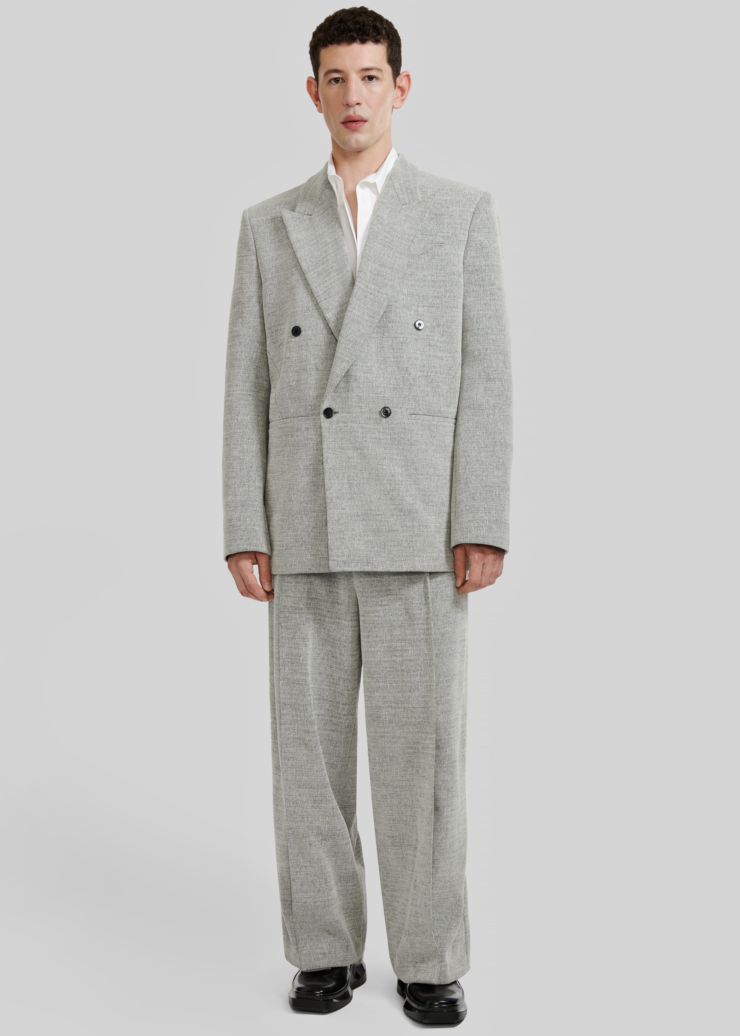 Louis Gabriel Nouchi Double Breasted Jacket With 4 Buttons - Grey Melange - Image 3