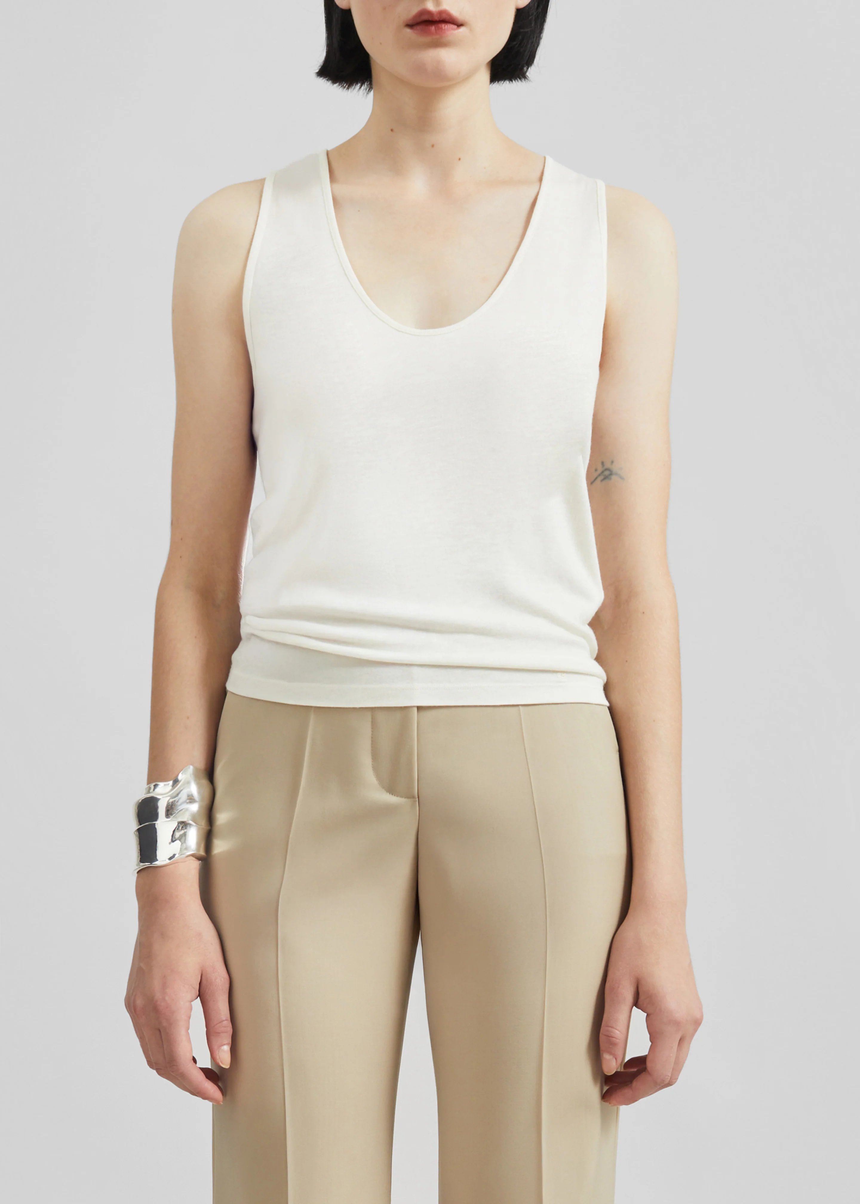 Loulou de Saison Albia LDS Tank Top - Ivory - Image 3
