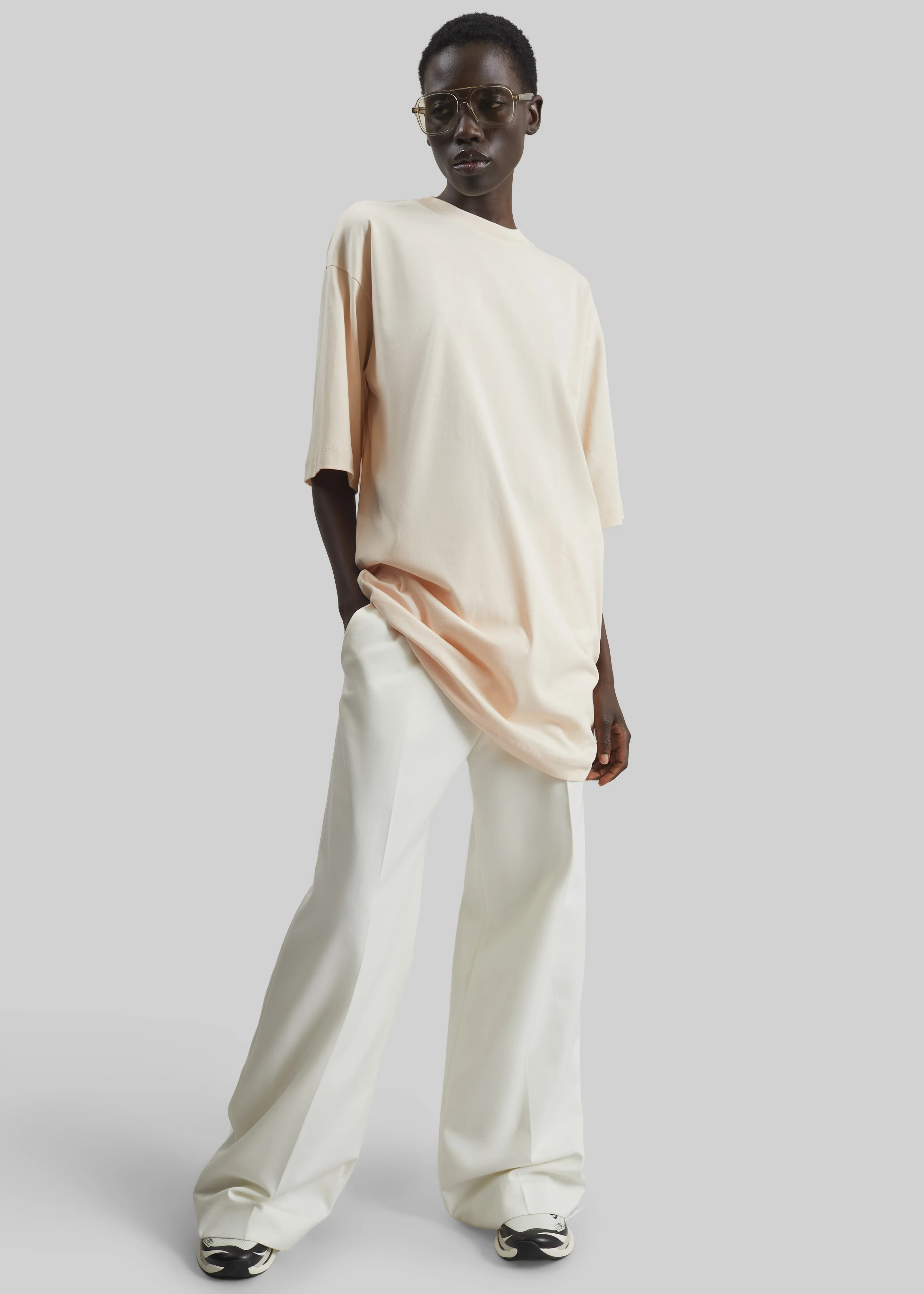 Loulou de Saison Ayaz Oversized T-Shirt Dress - Cream Rose - Image 4