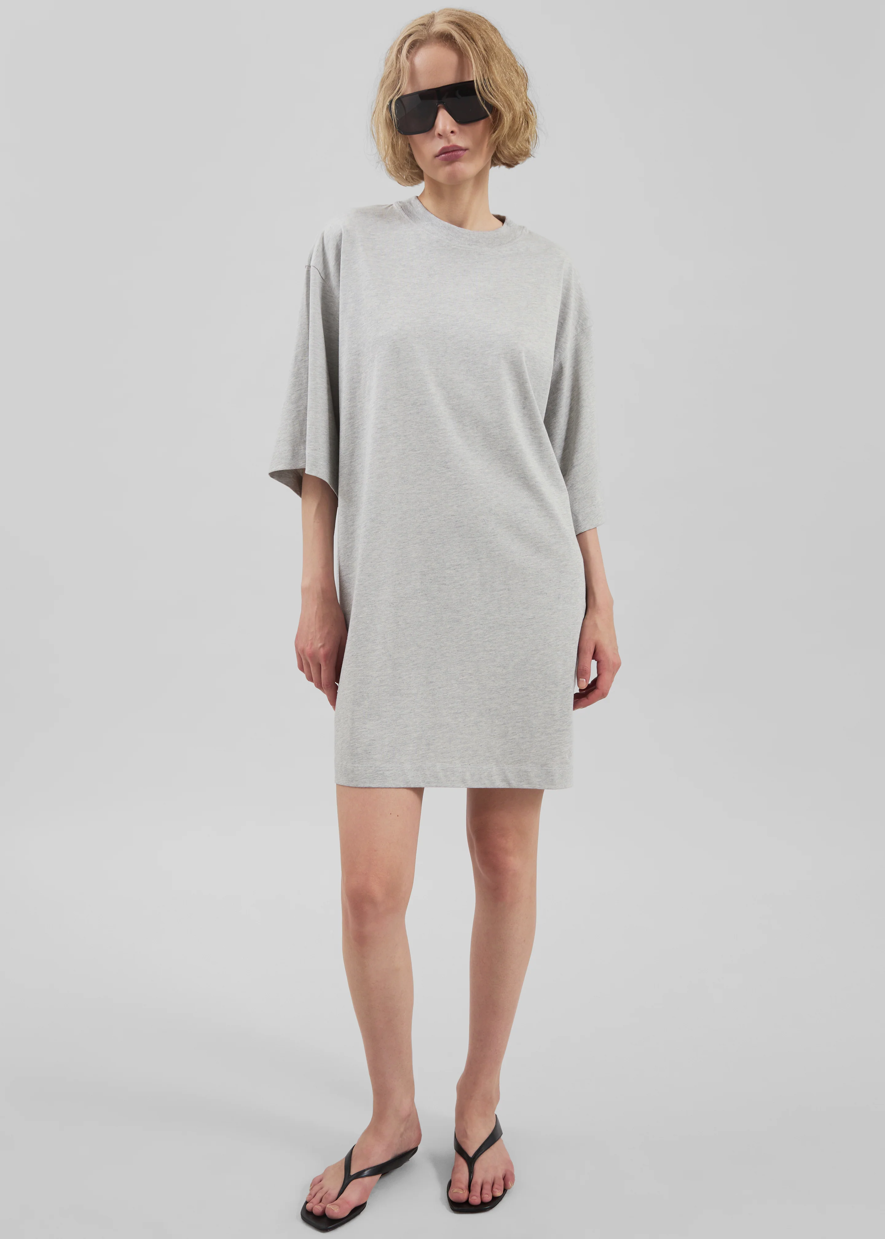 Loulou de Saison Ayaz Oversized T-Shirt Dress - Grey Melange - Image 3