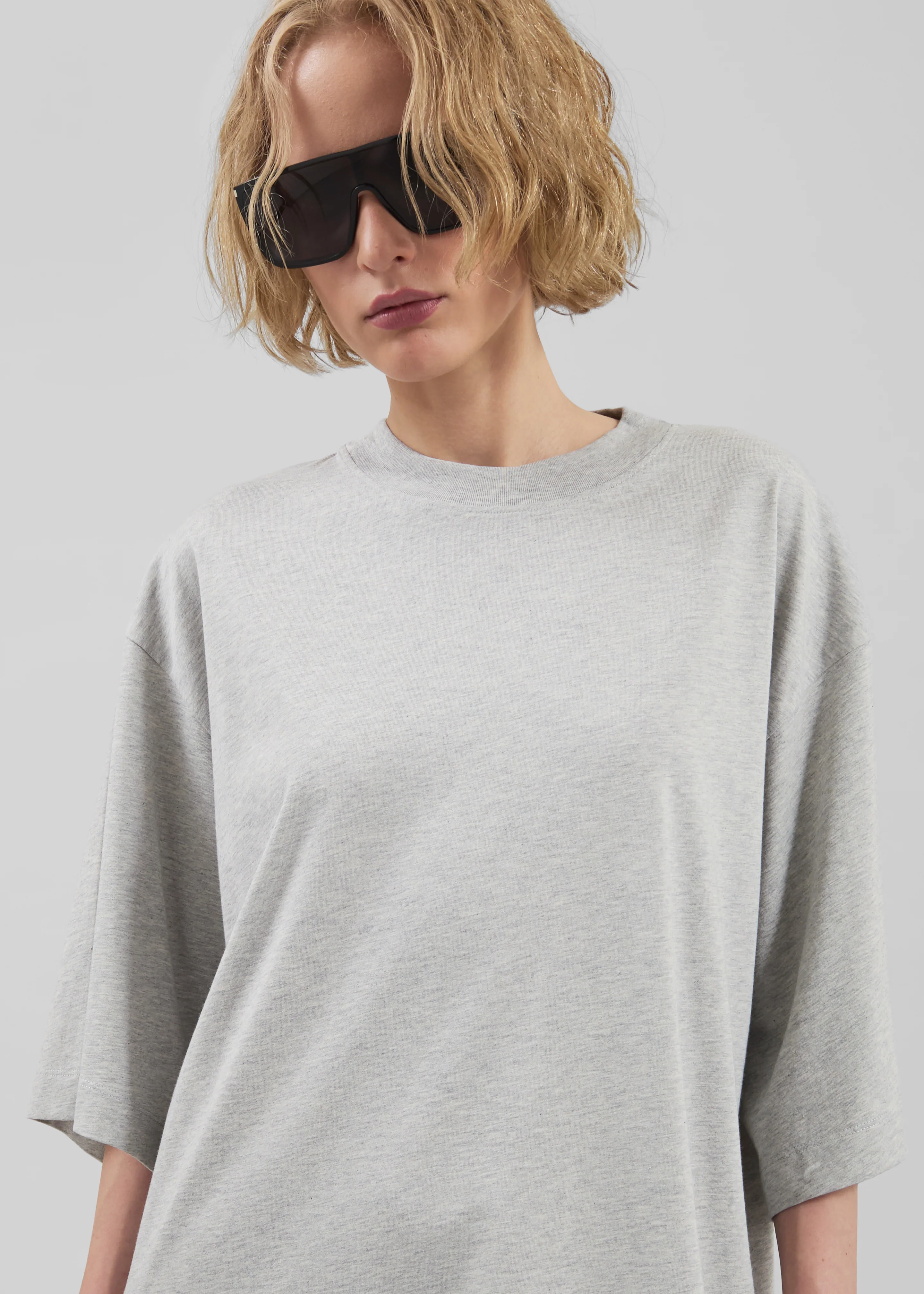 Loulou de Saison Ayaz Oversized T-Shirt Dress - Grey Melange - Image 4