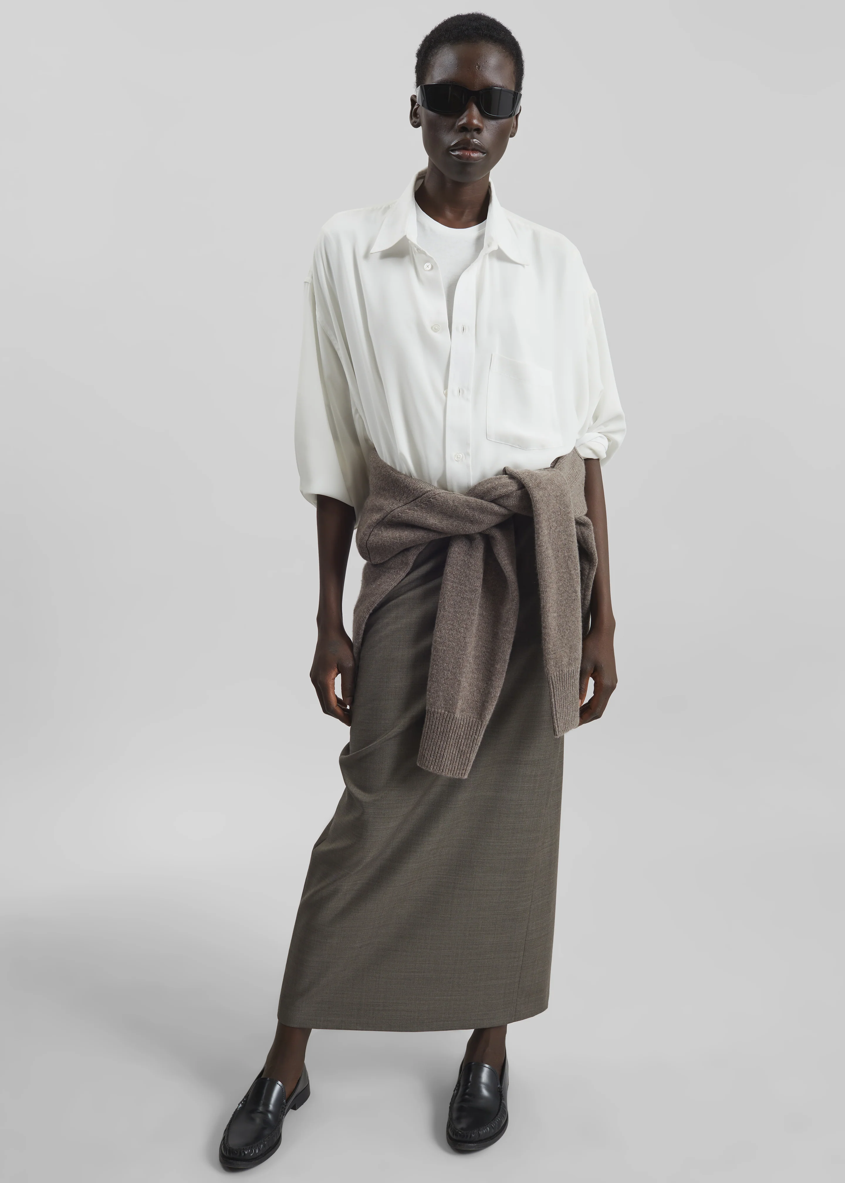 Loulou de Saison Cara Maxi Skirt - Dark Brown Melange - Image 2
