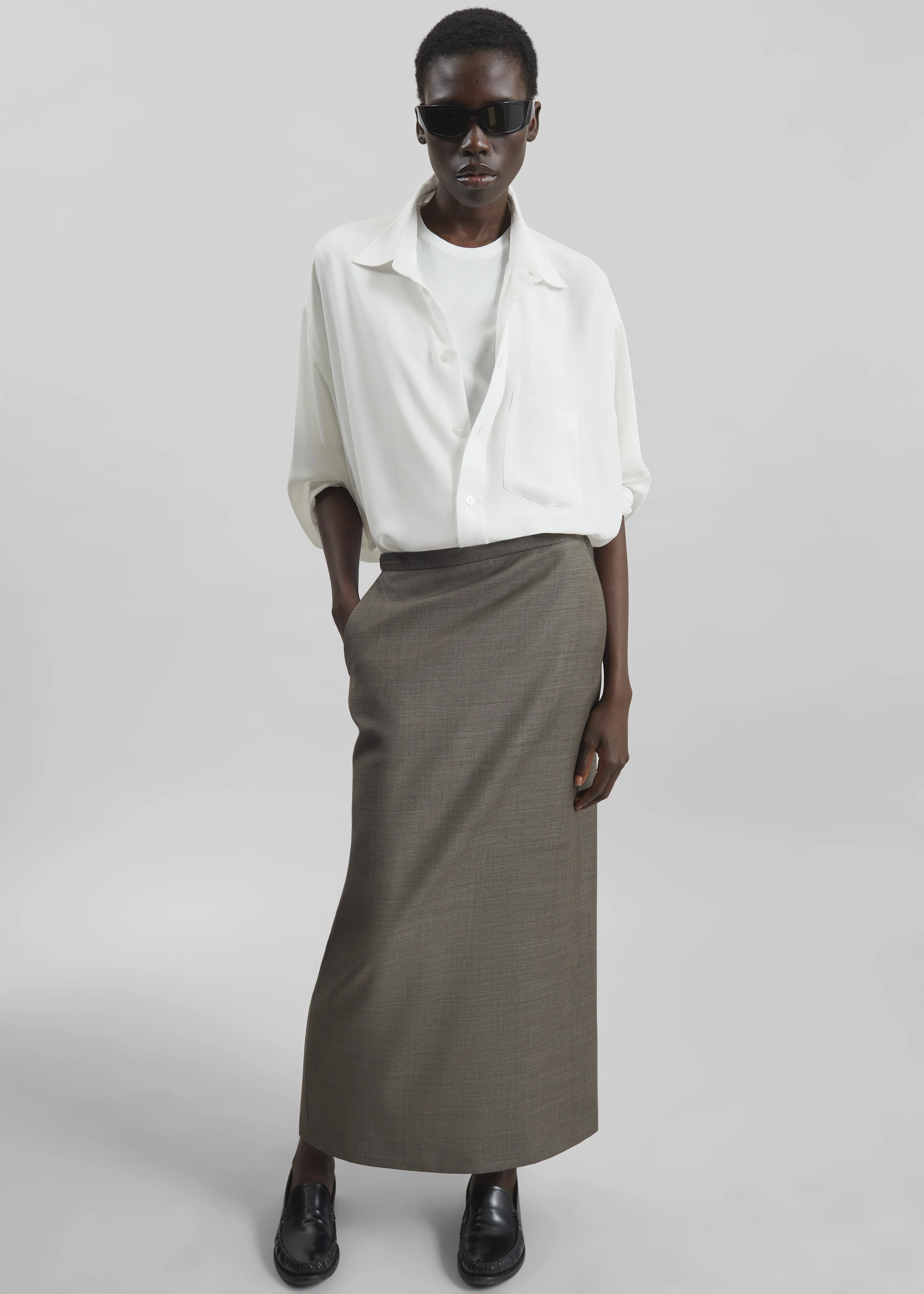 Loulou de Saison Cara Maxi Skirt - Dark Brown Melange - Image 5