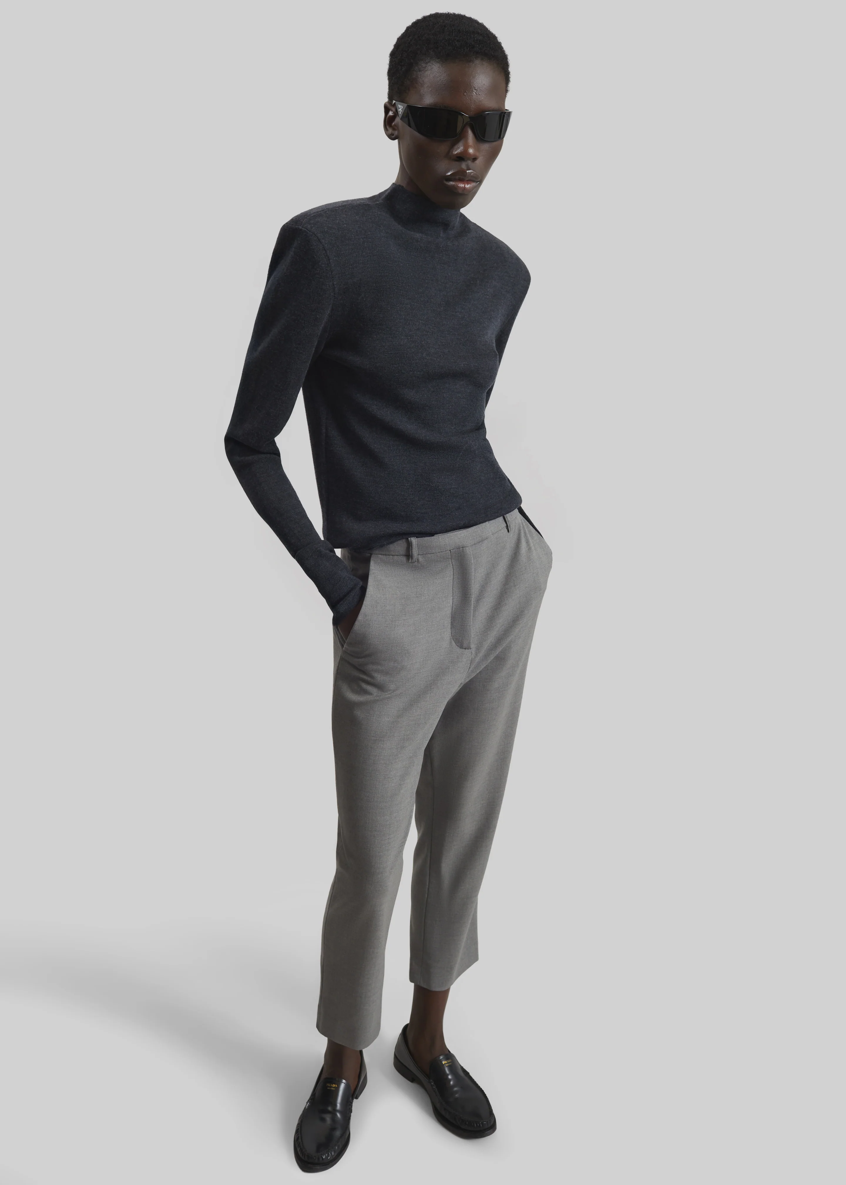 Loulou de Saison Carlo Straight Leg Pants - Grey - Image 6