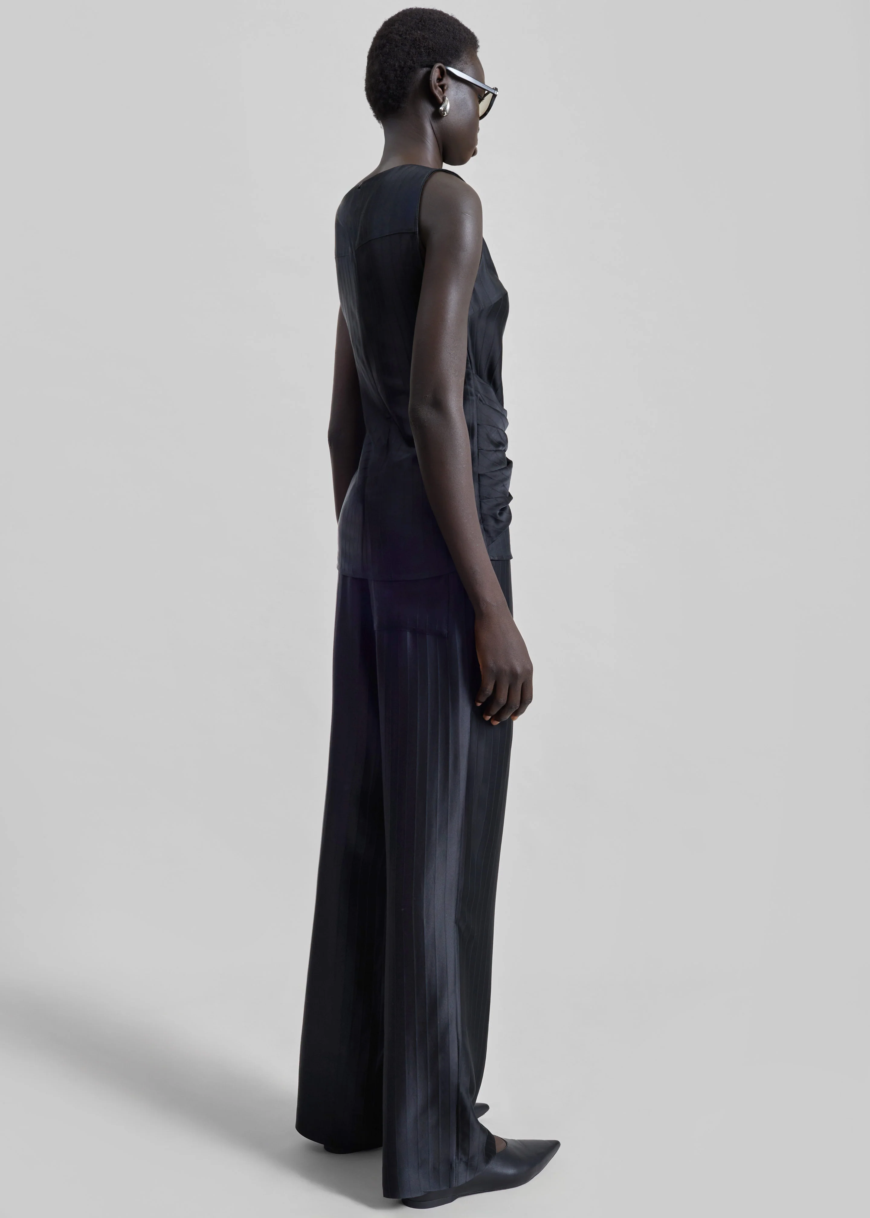Loulou de Saison Fonda Draped Top - Black - Image 6