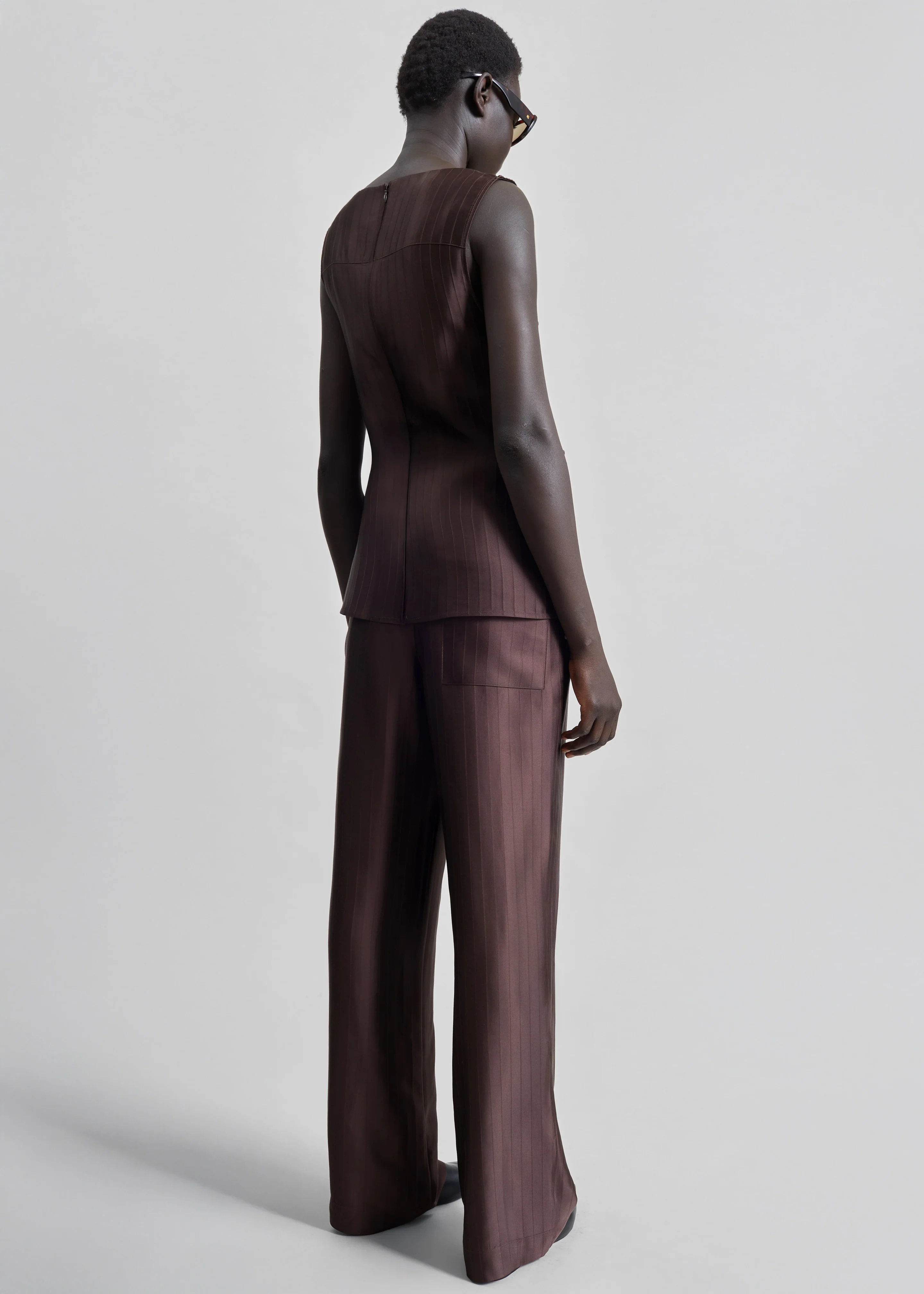 Loulou de Saison Fonda Draped Top - Dark Brown - Image 6