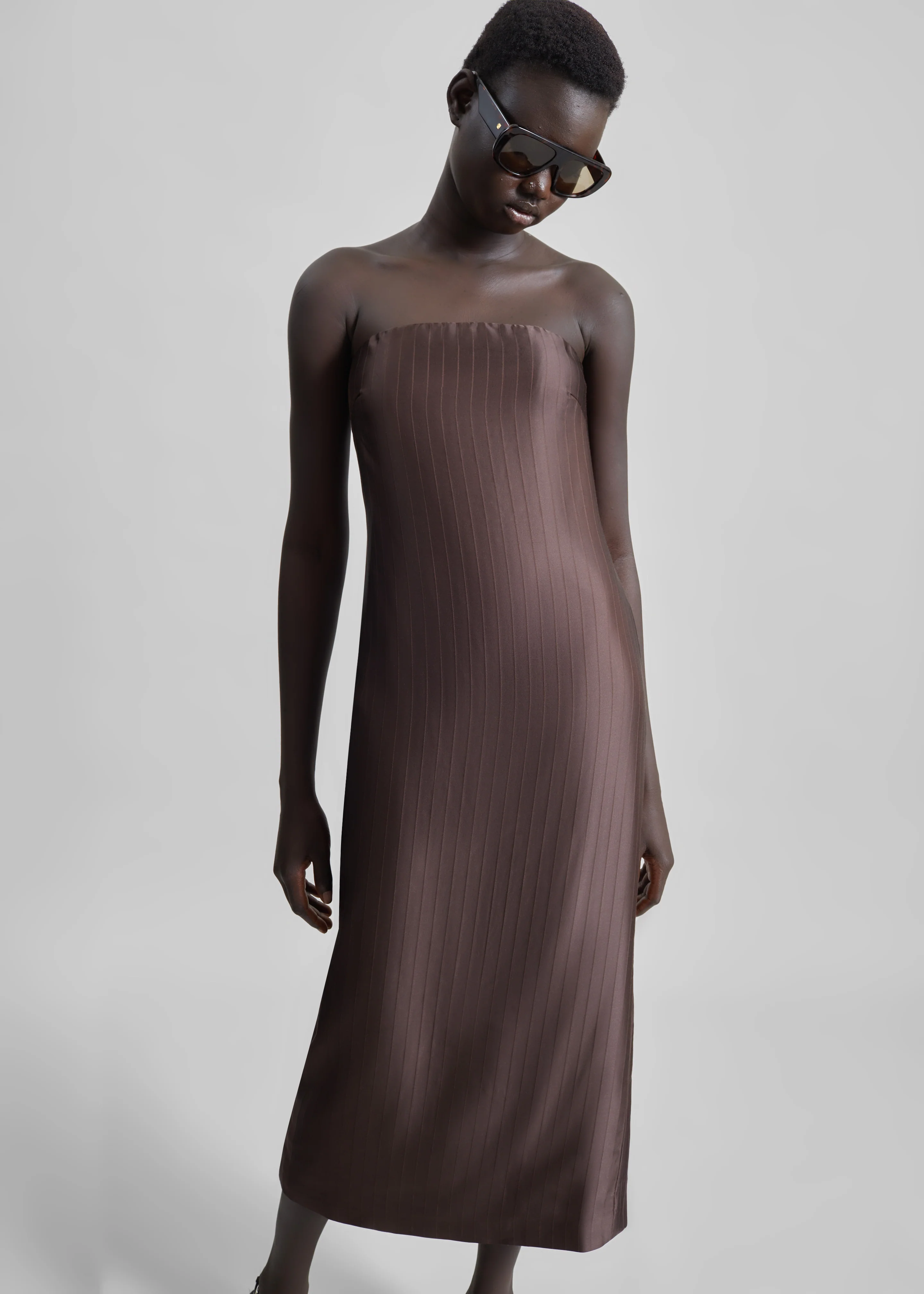 Loulou de Saison Giulia Bustier Dress - Dark Brown - Image 3