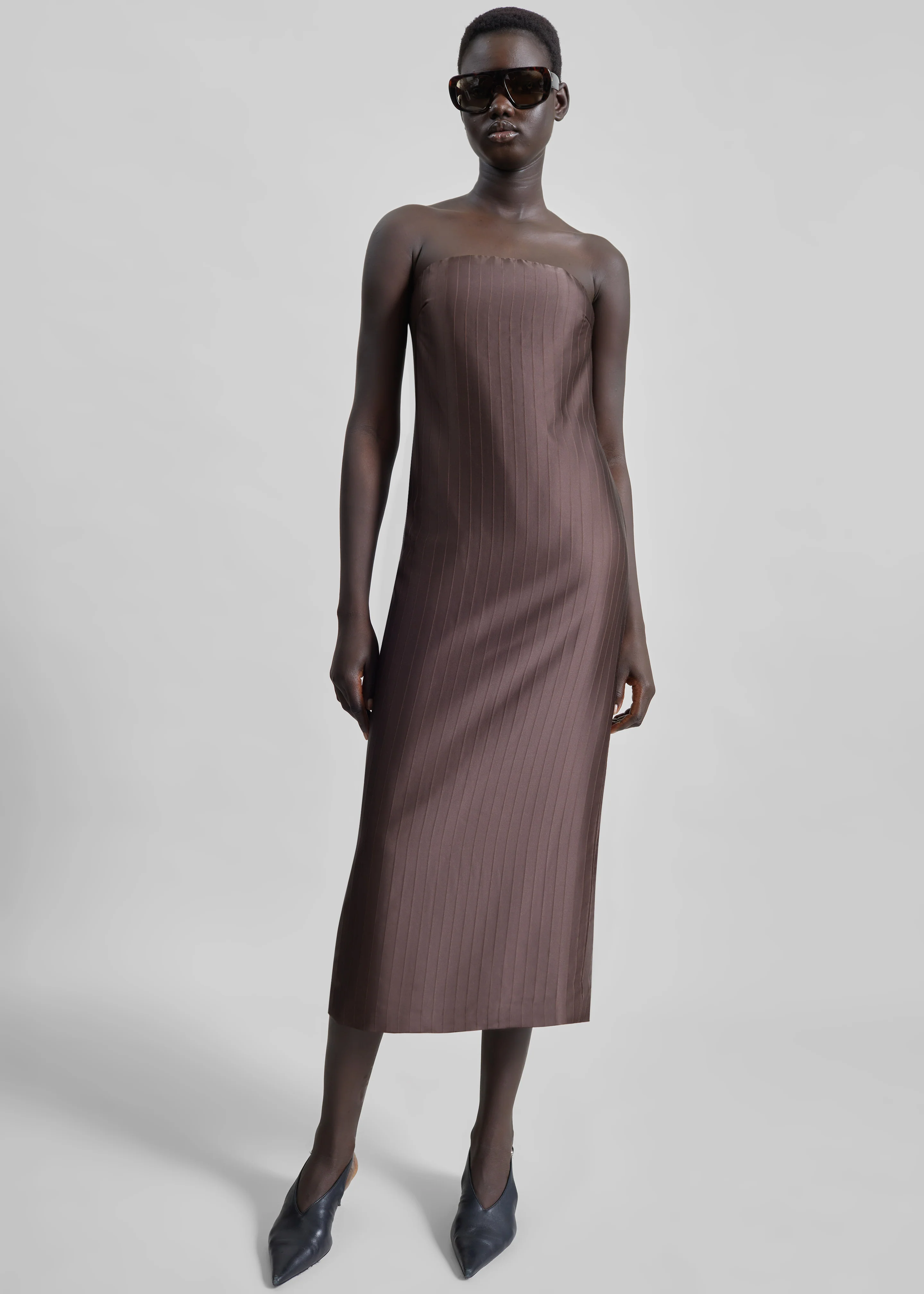 Loulou de Saison Giulia Bustier Dress - Dark Brown - Image 4