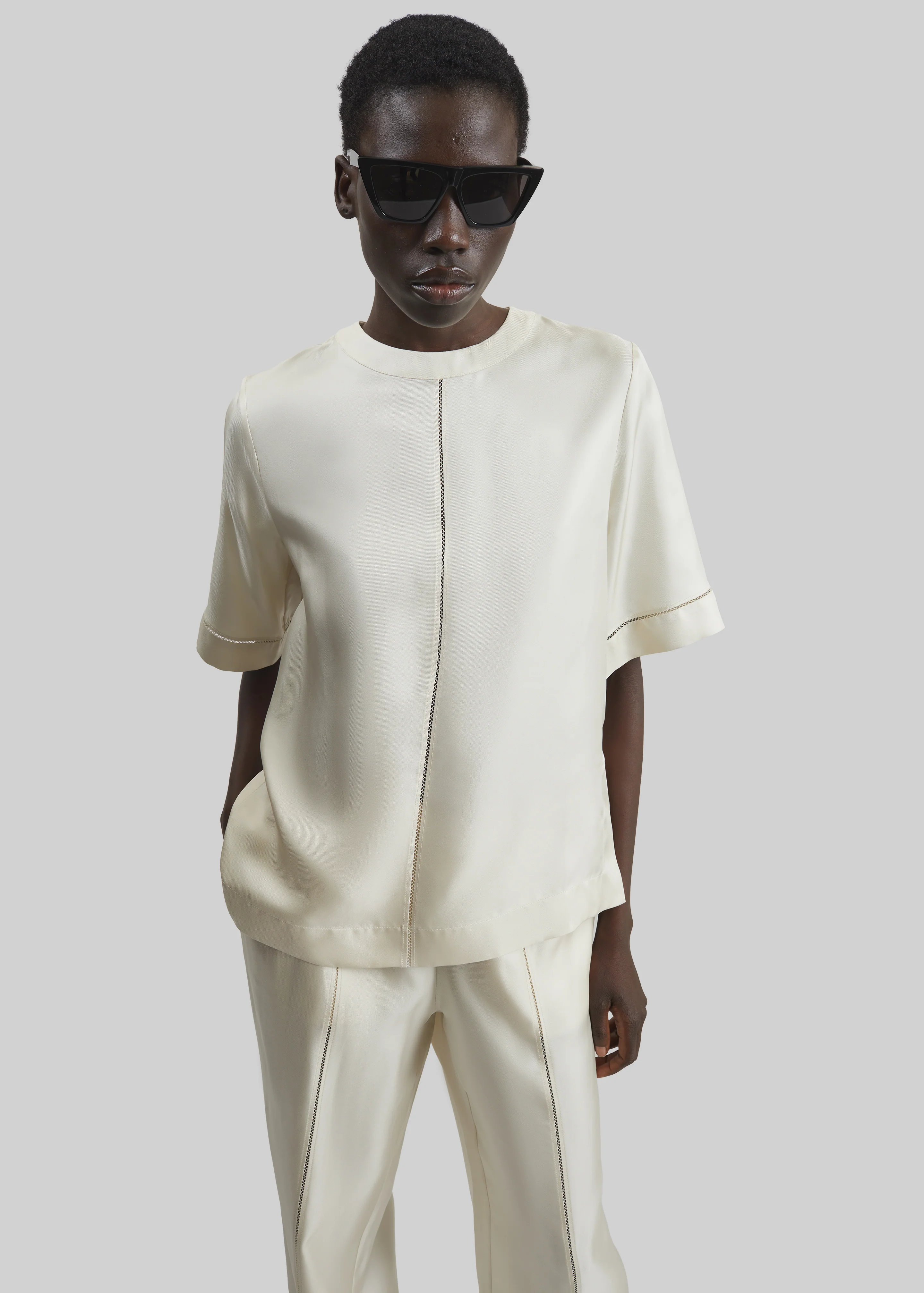 Loulou de Saison Havana Silk Twill Top - Ivory - Image 2