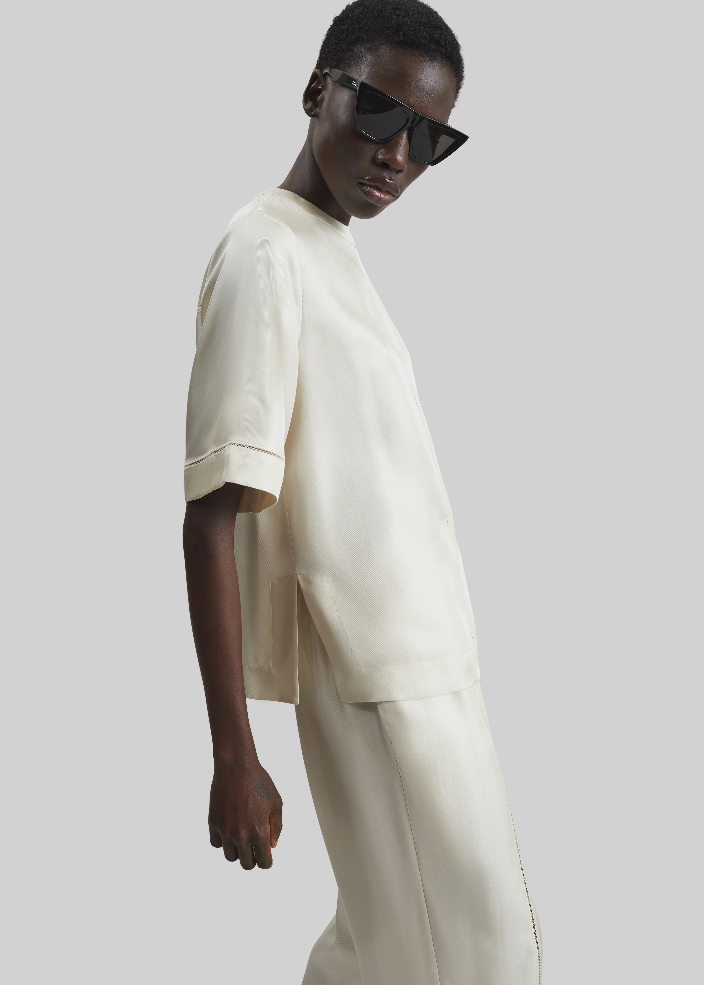 Loulou de Saison Havana Silk Twill Top - Ivory - Image 4
