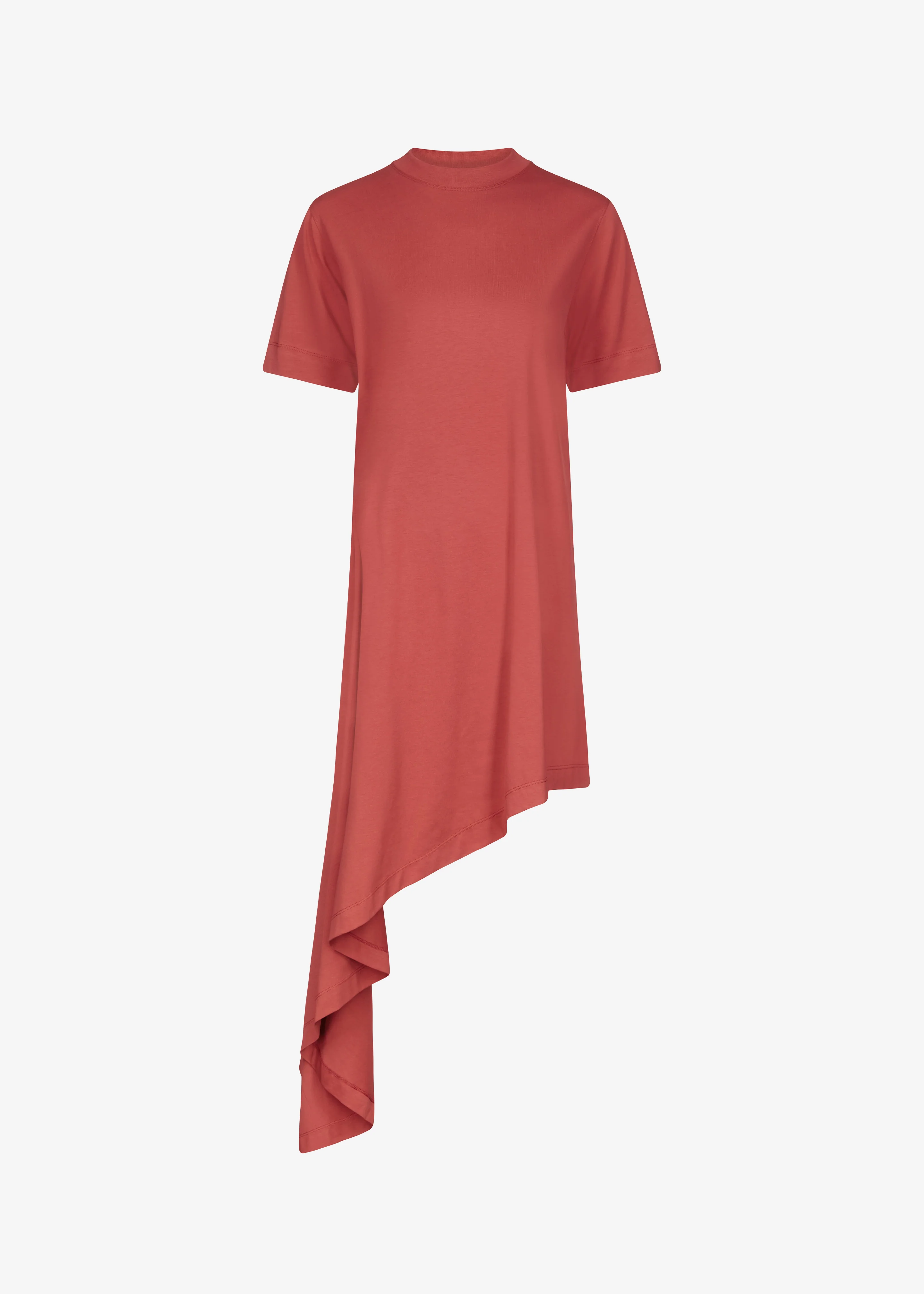 Loulou de Saison Igari Asymmetric T-Shirt Dress - Red - Image 6