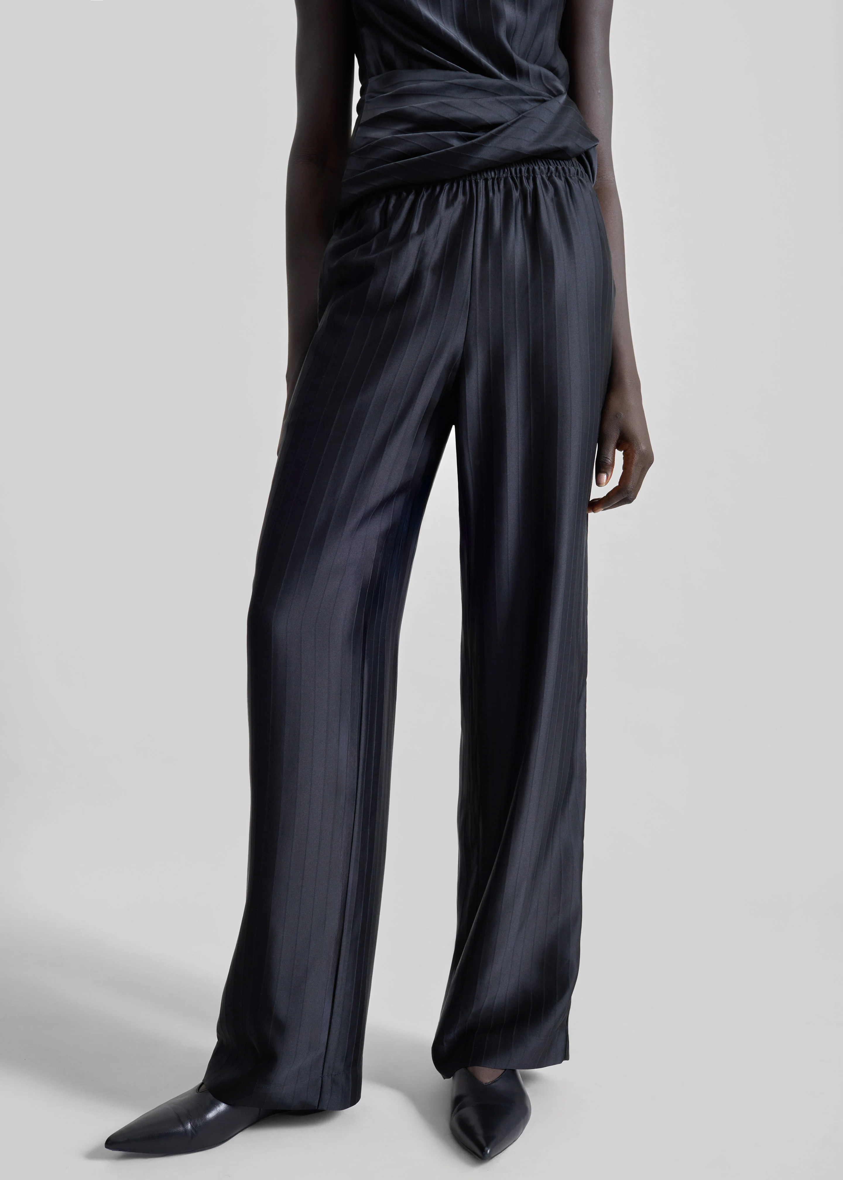 Loulou de Saison Kadala Silk Blend Trousers - Black - Image 2