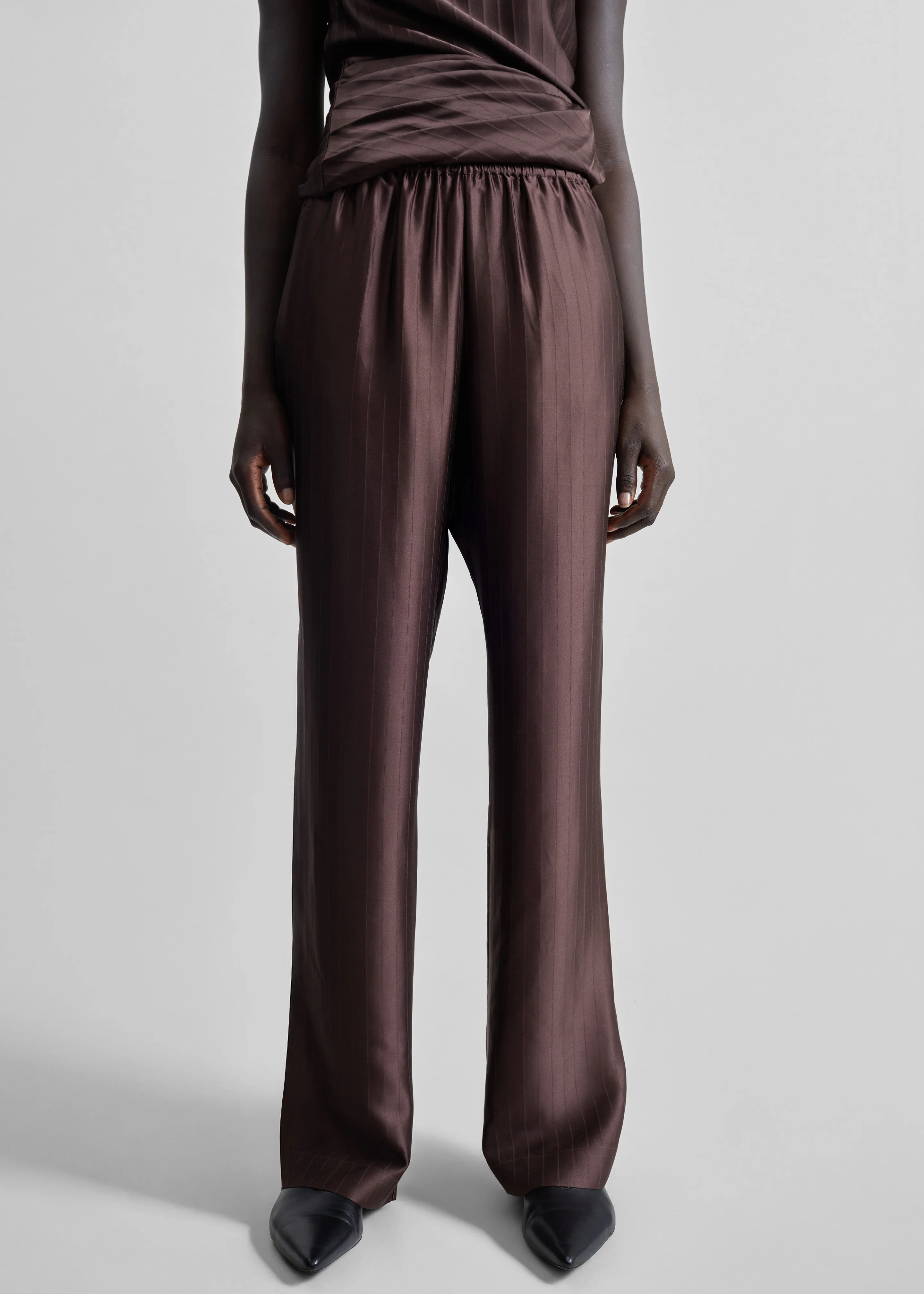 Loulou de Saison Kadala Silk Blend Trousers - Dark Brown - Image 4