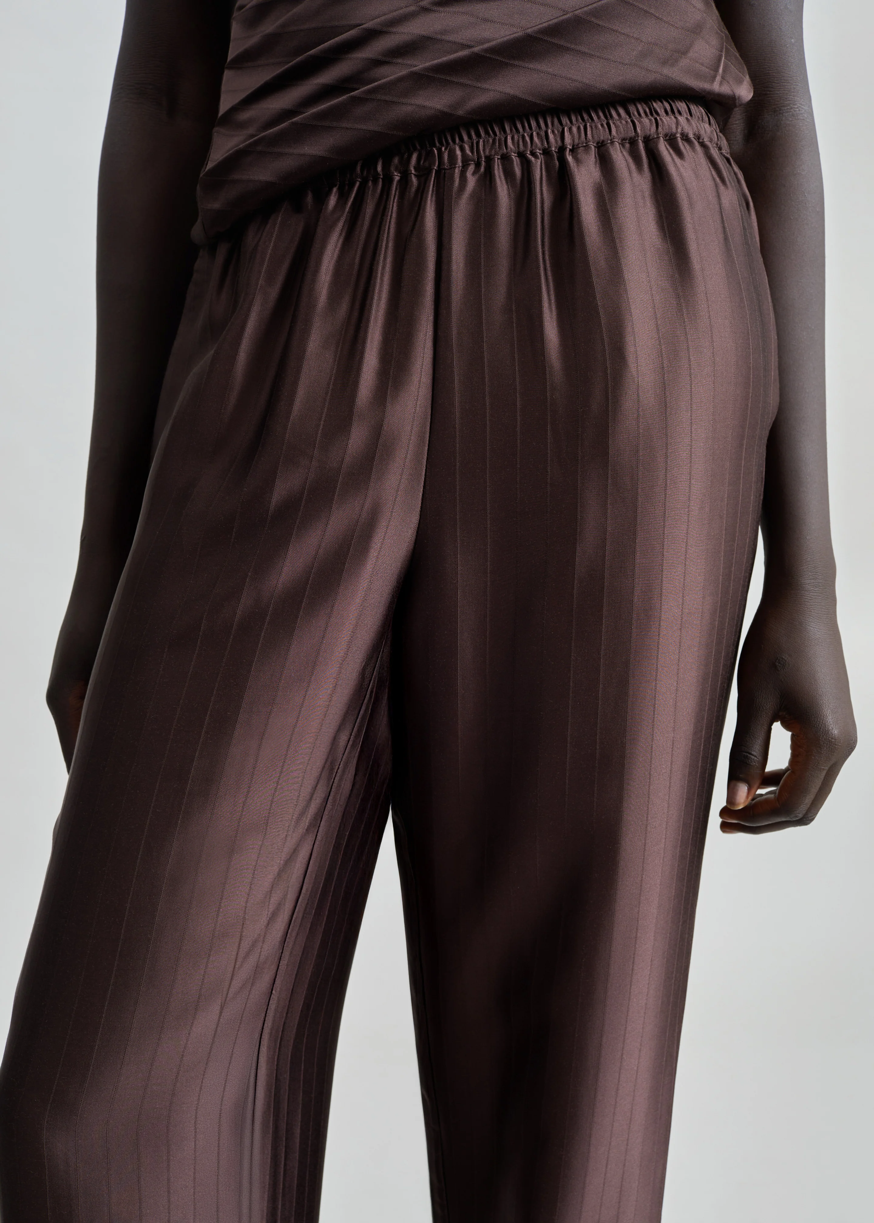 Loulou de Saison Kadala Silk Blend Trousers - Dark Brown - Image 5