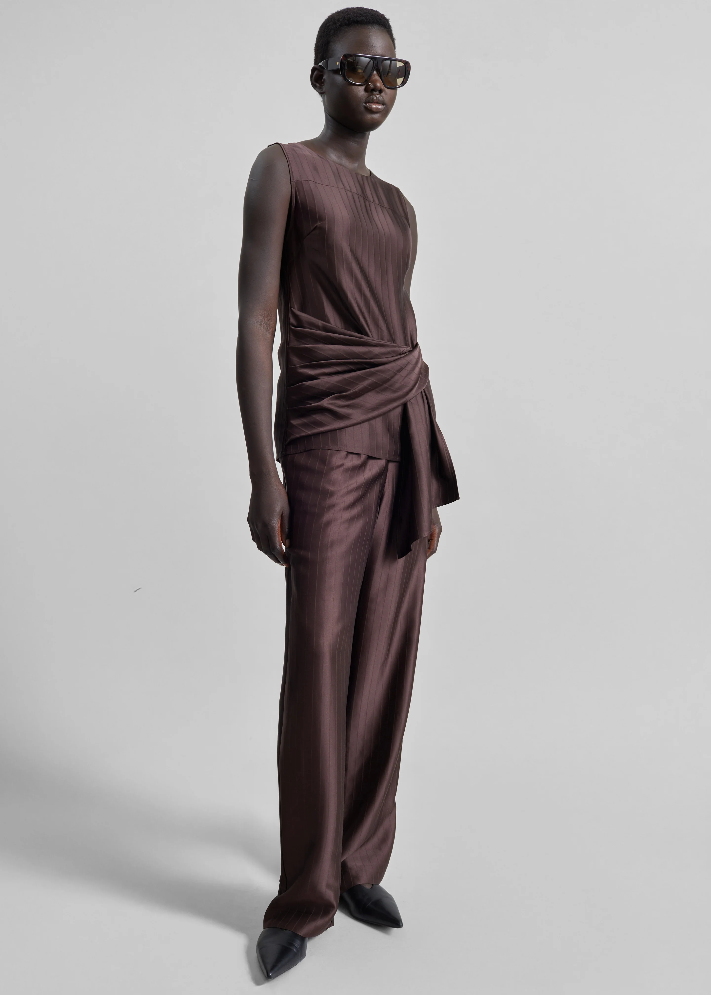 Loulou de Saison Kadala Silk Blend Trousers - Dark Brown - Image 6