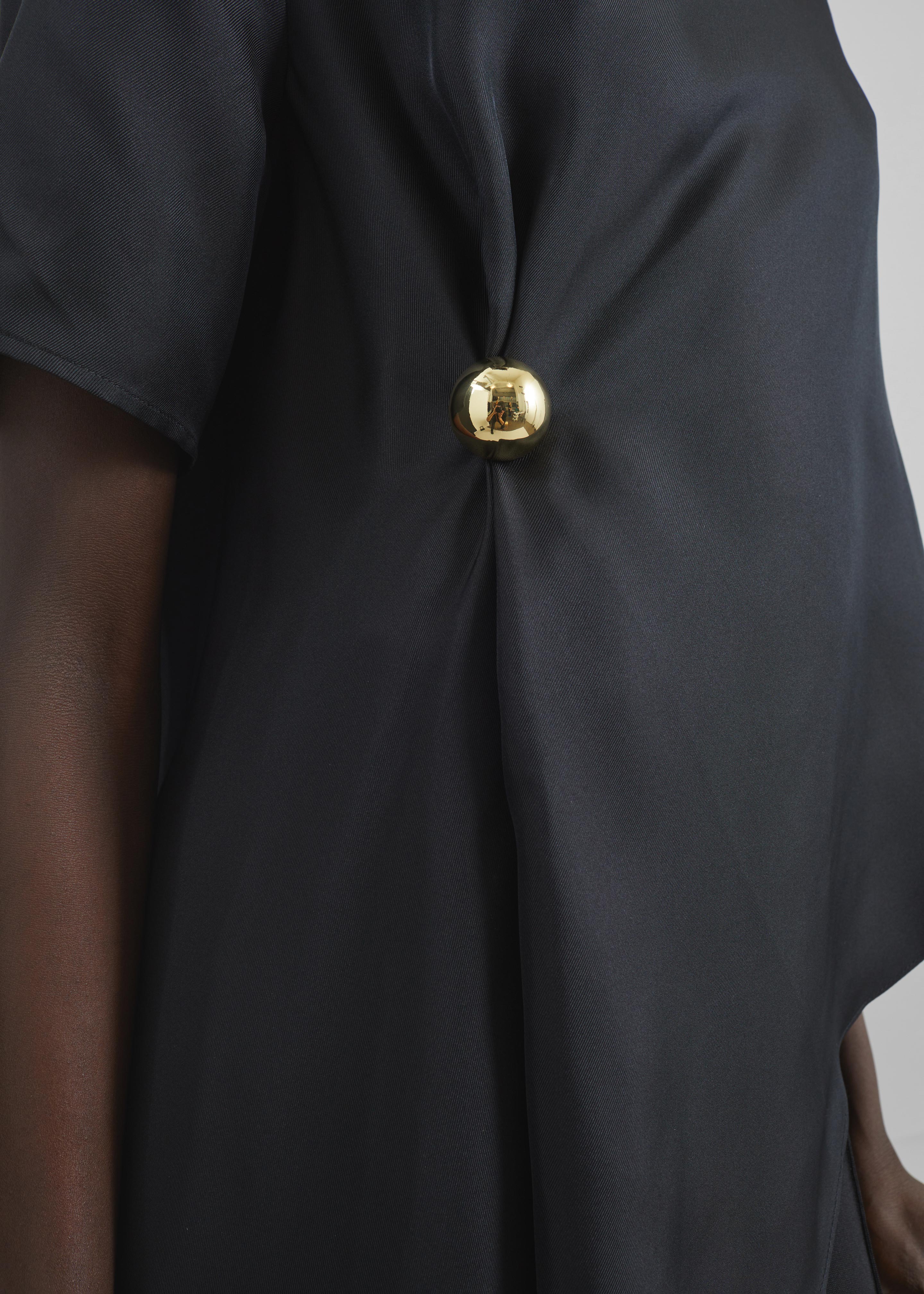 Loulou de Saison Madea Asymmetric Silk Twill Top - Black - Image 3