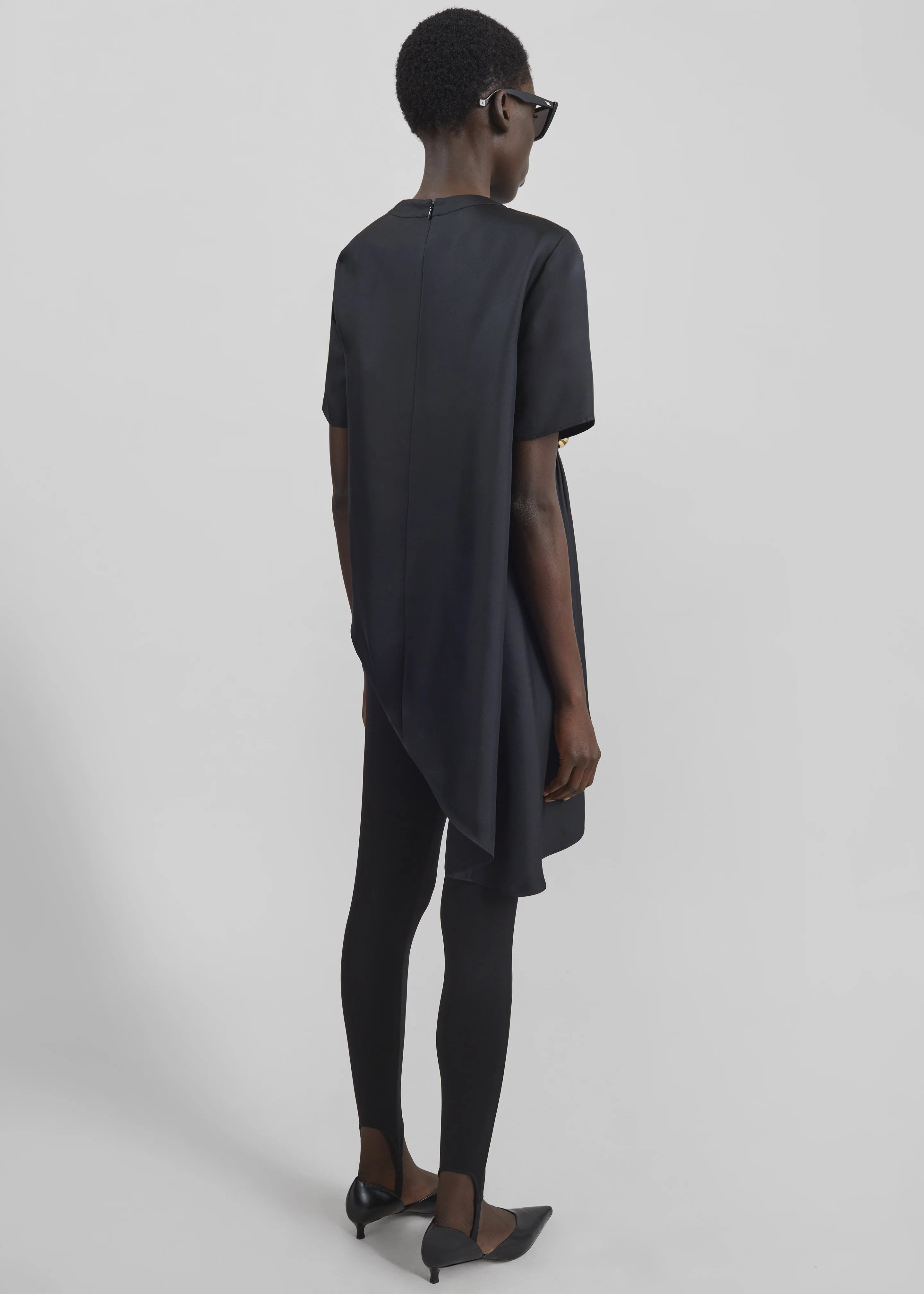 Loulou de Saison Madea Asymmetric Silk Twill Top - Black - Image 5
