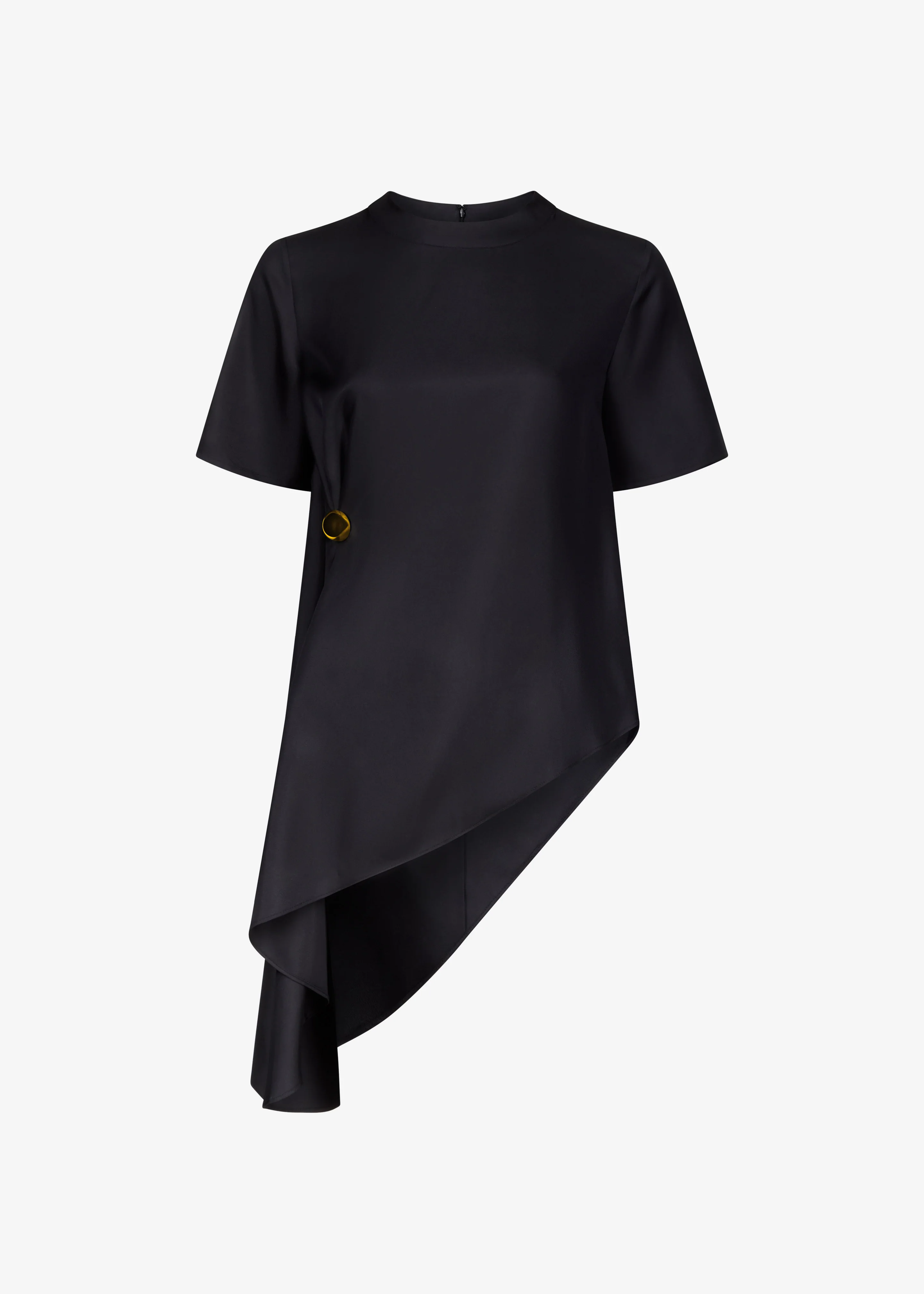 Loulou de Saison Madea Asymmetric Silk Twill Top - Black - Image 6