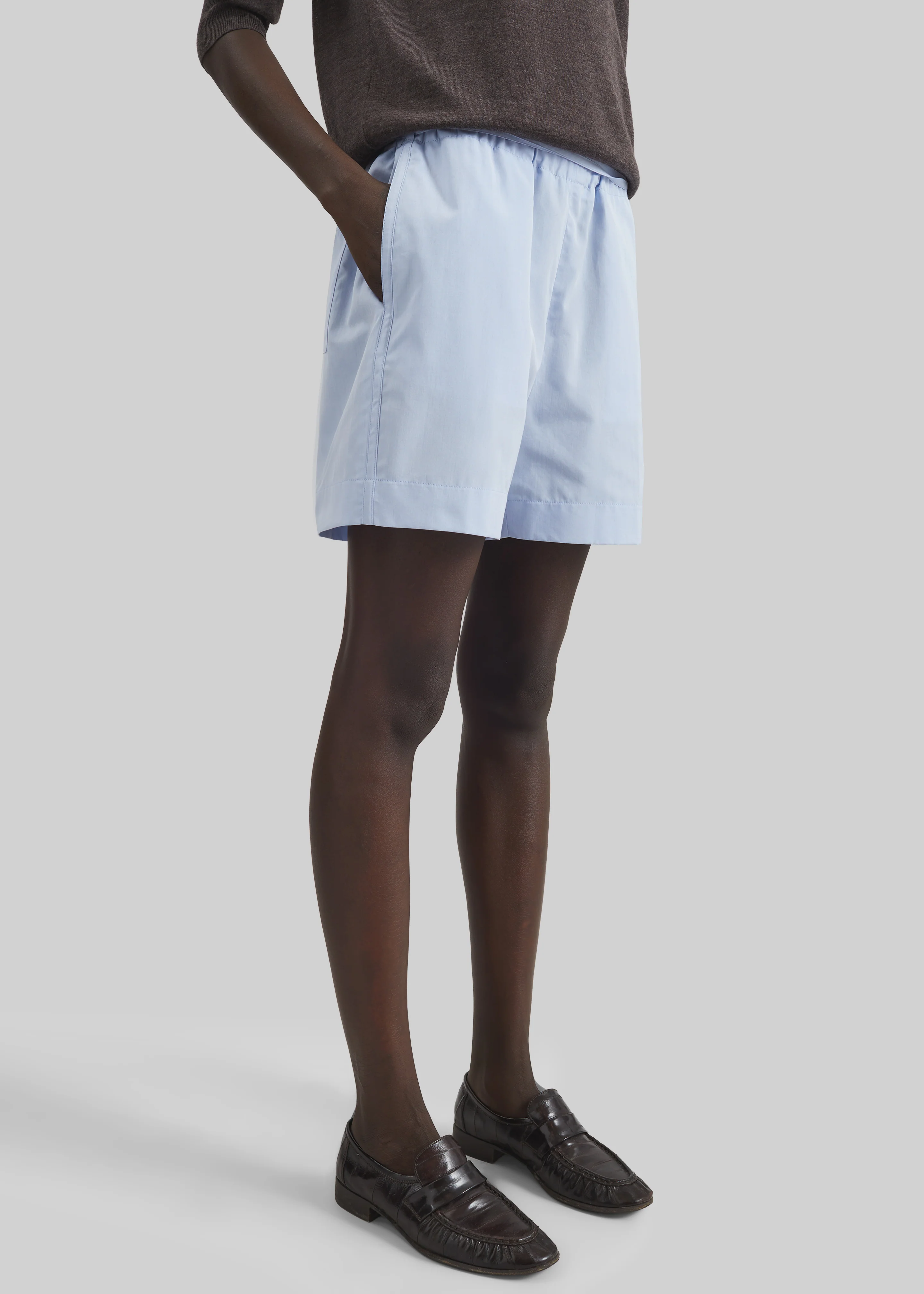 Loulou de Saison Malone Cotton Poplin Shorts - Storm - Image 5