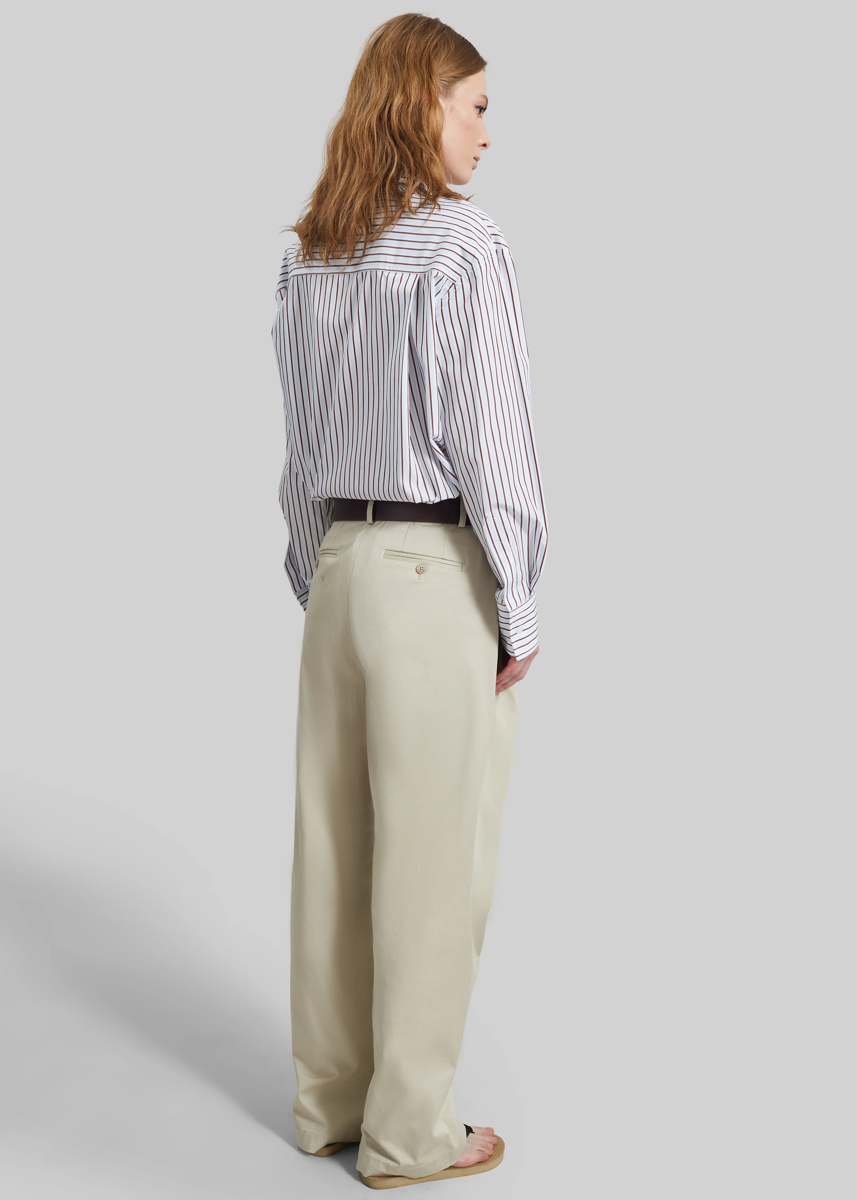 Loulou de Saison Maud Oversized Cotton Poplin Shirt - Dark Red/Light Blue - Image 5