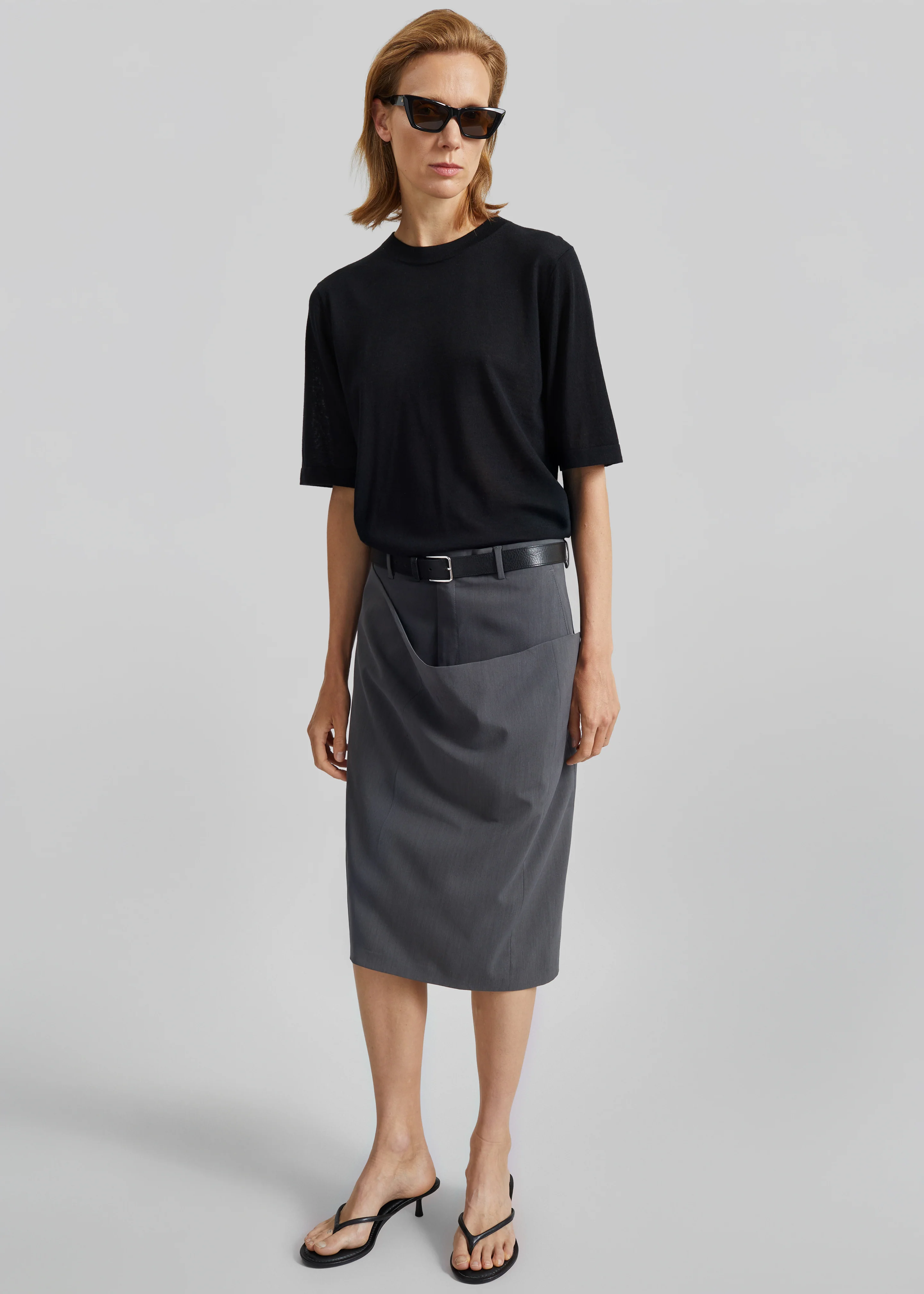 Loulou de Saison Nala Short-Sleeve Fluid Cashmere Top - Black - Image 5