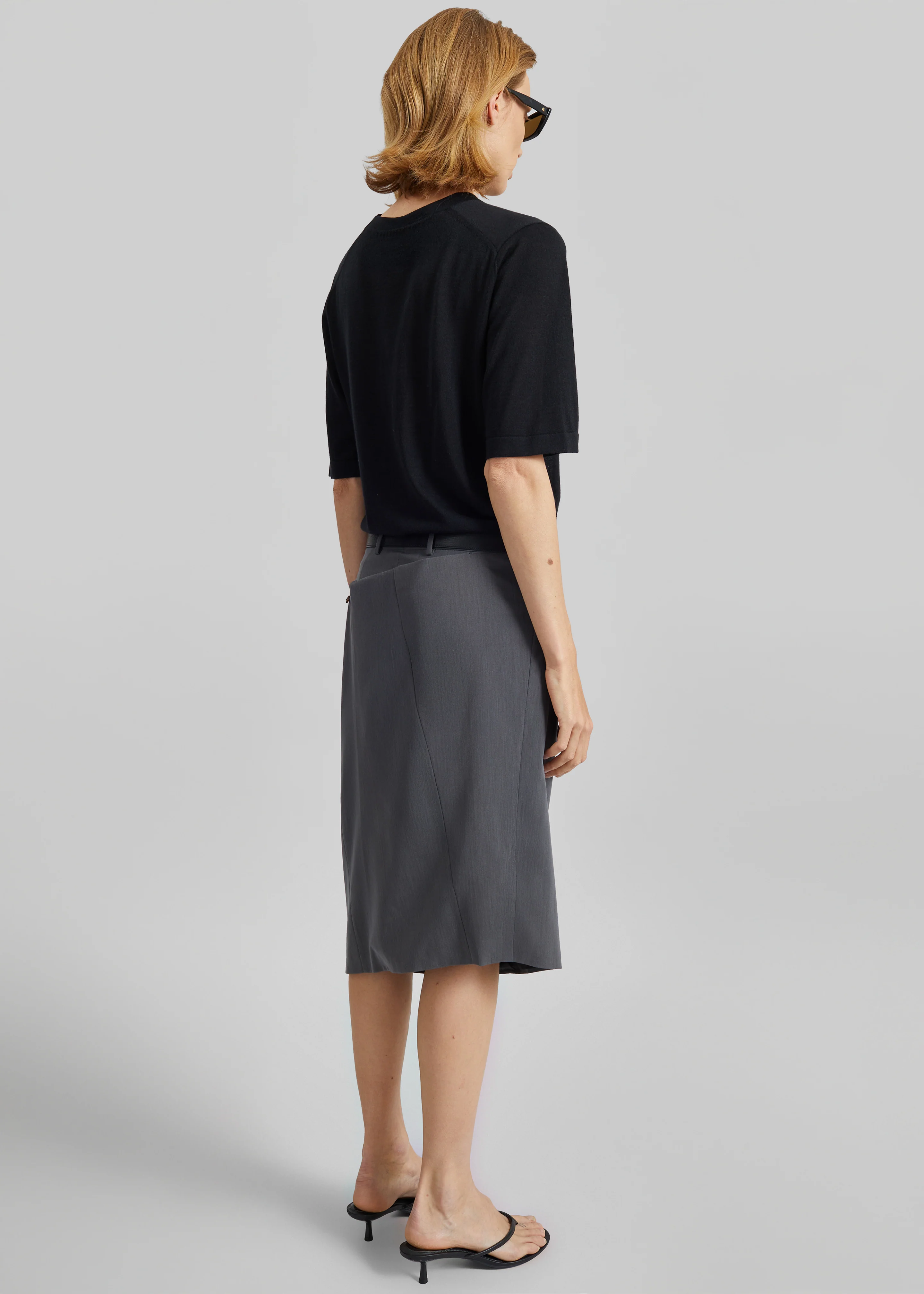 Loulou de Saison Nala Short-Sleeve Fluid Cashmere Top - Black - Image 6
