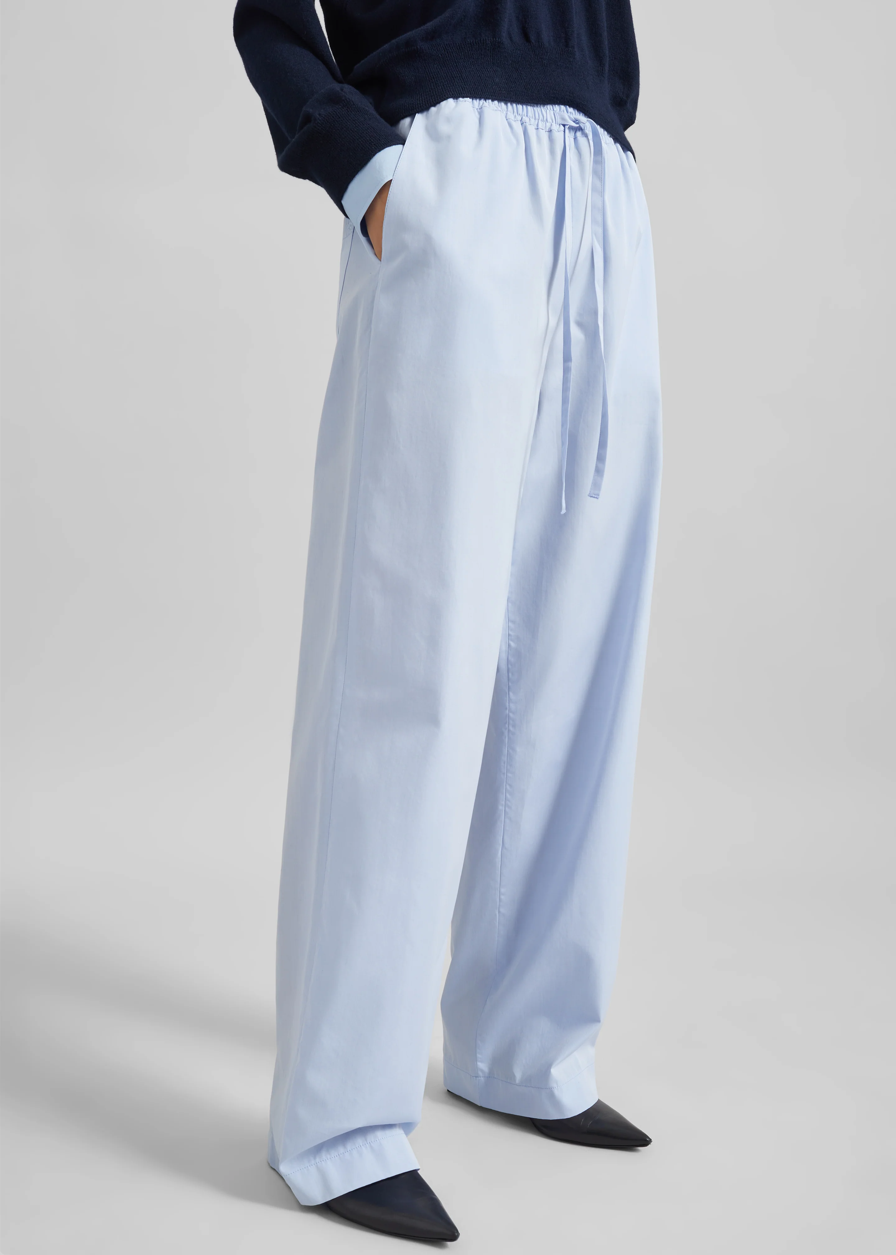 Loulou de Saison Sero Lds Cotton Poplin Trousers - Storm - Image 2