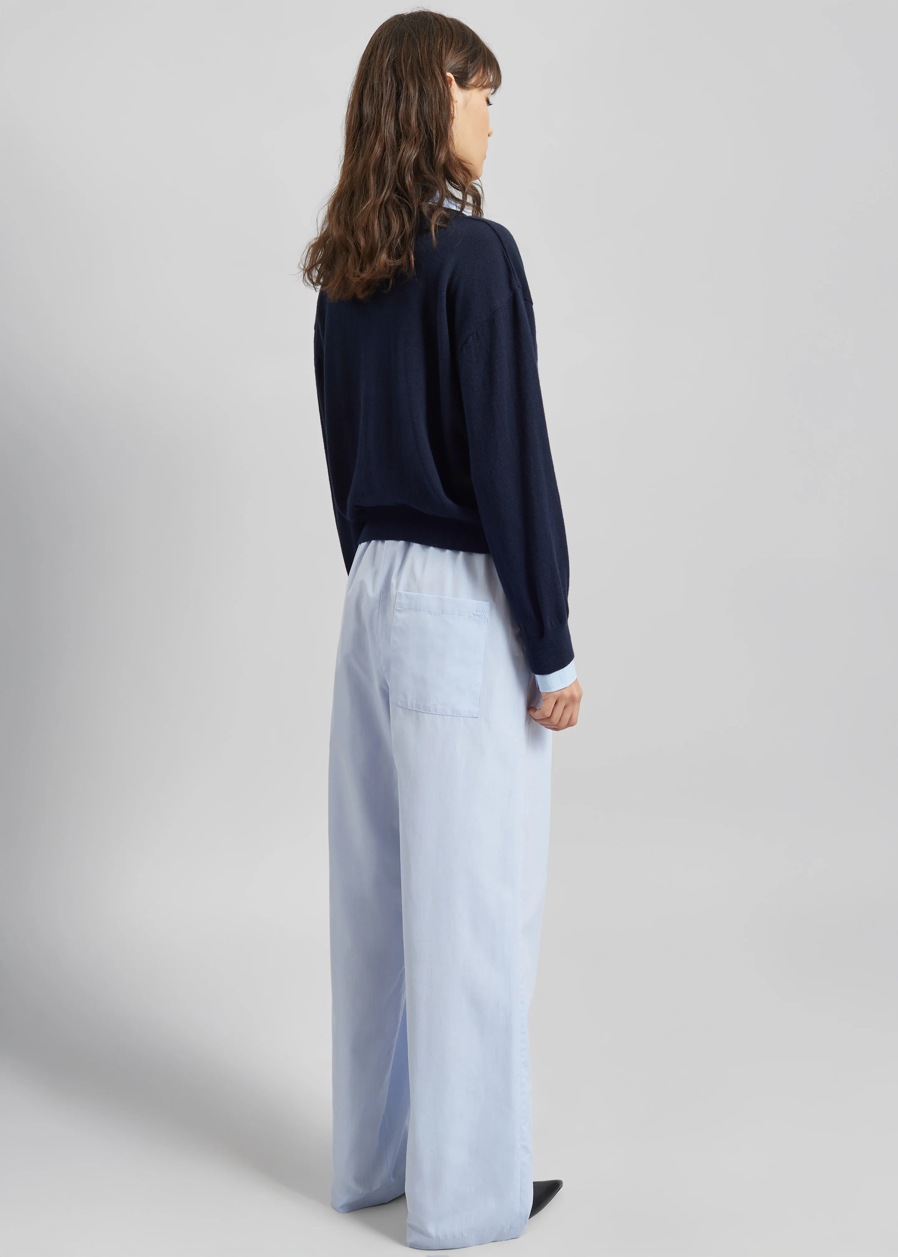 Loulou de Saison Sero Lds Cotton Poplin Trousers - Storm - Image 5