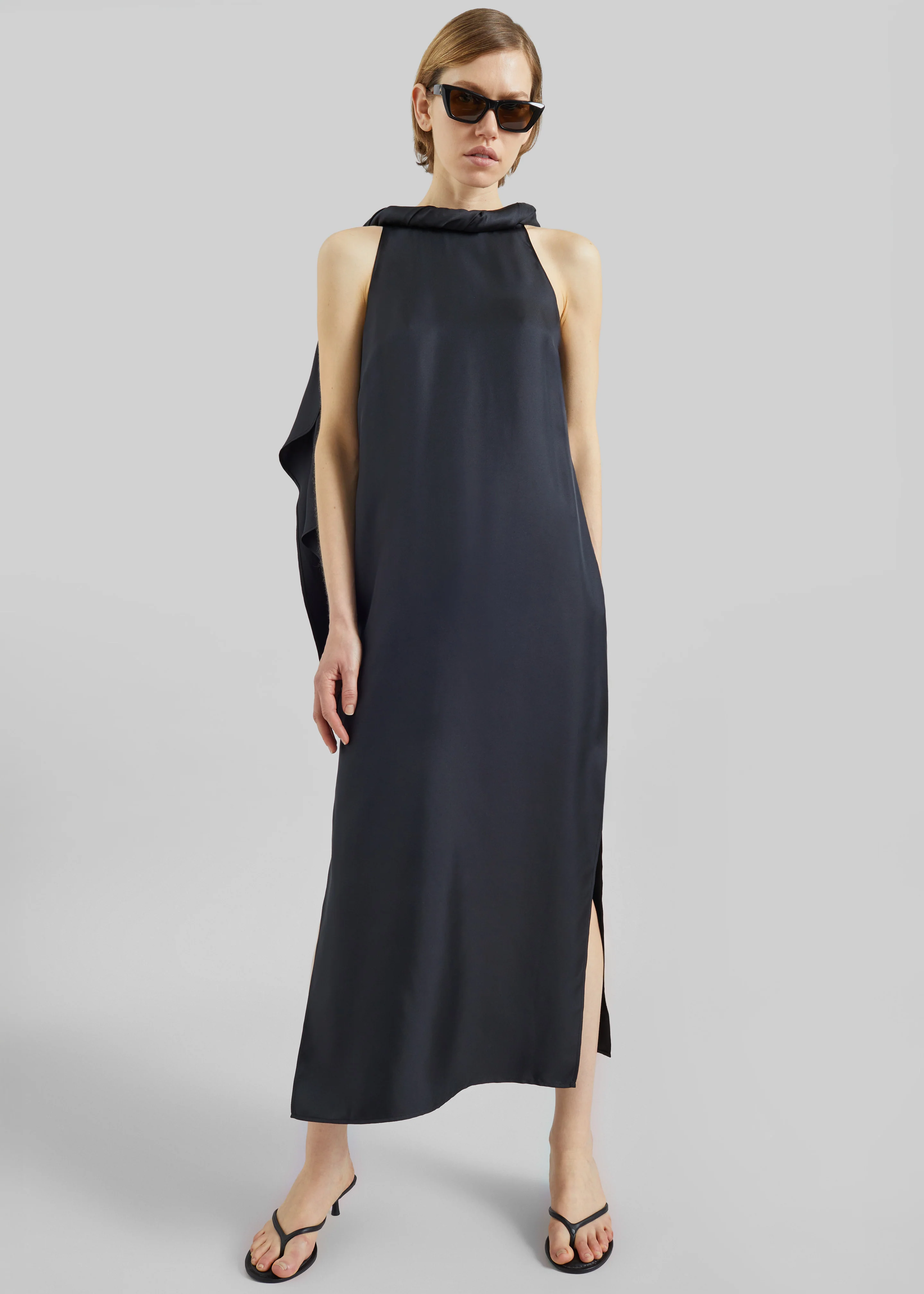 Loulou de Saison Susan Twisted Collar Dress - Black - Image 3