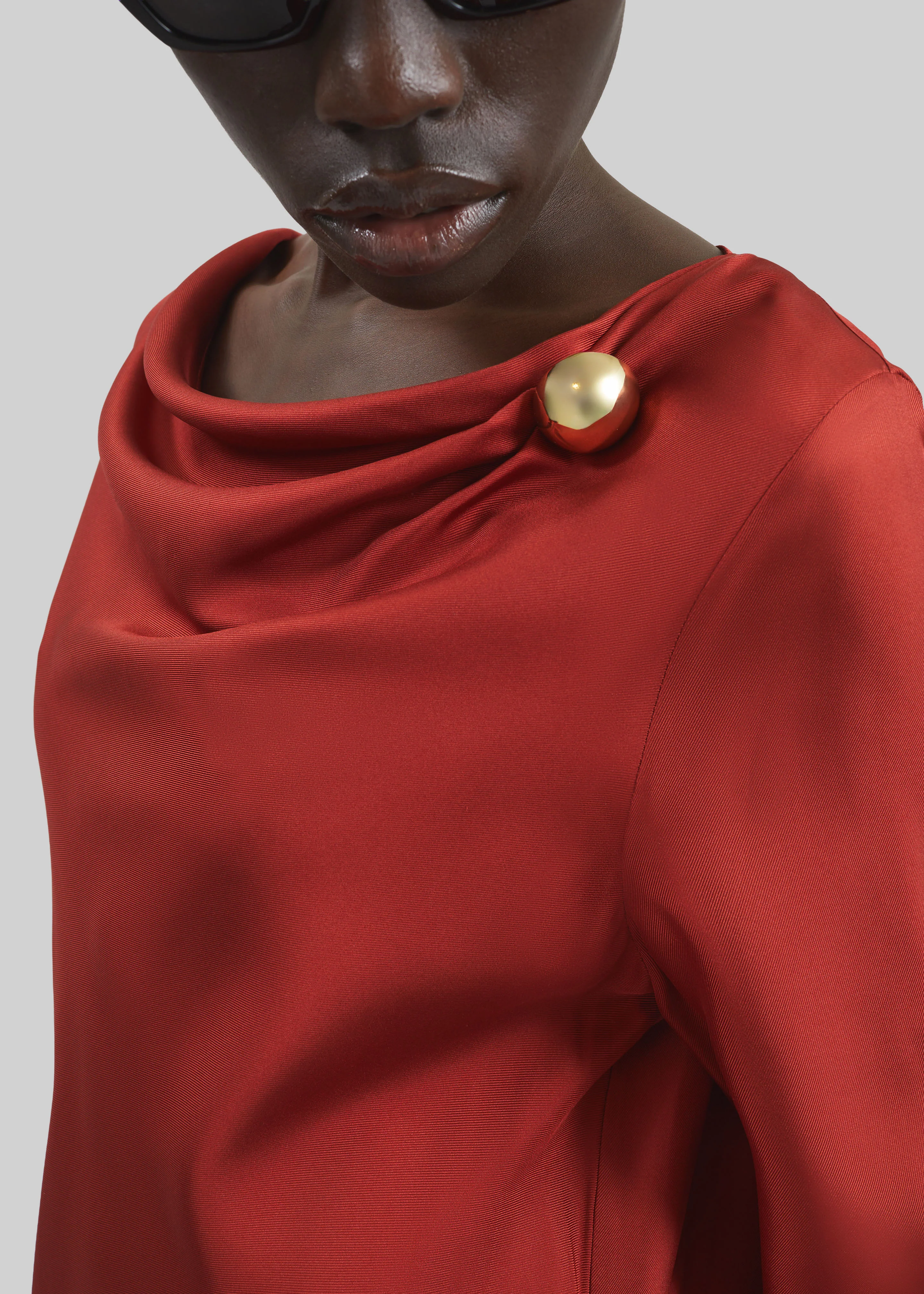 Loulou de Saison Zoya Silk Twill Dress - Red - Image 3