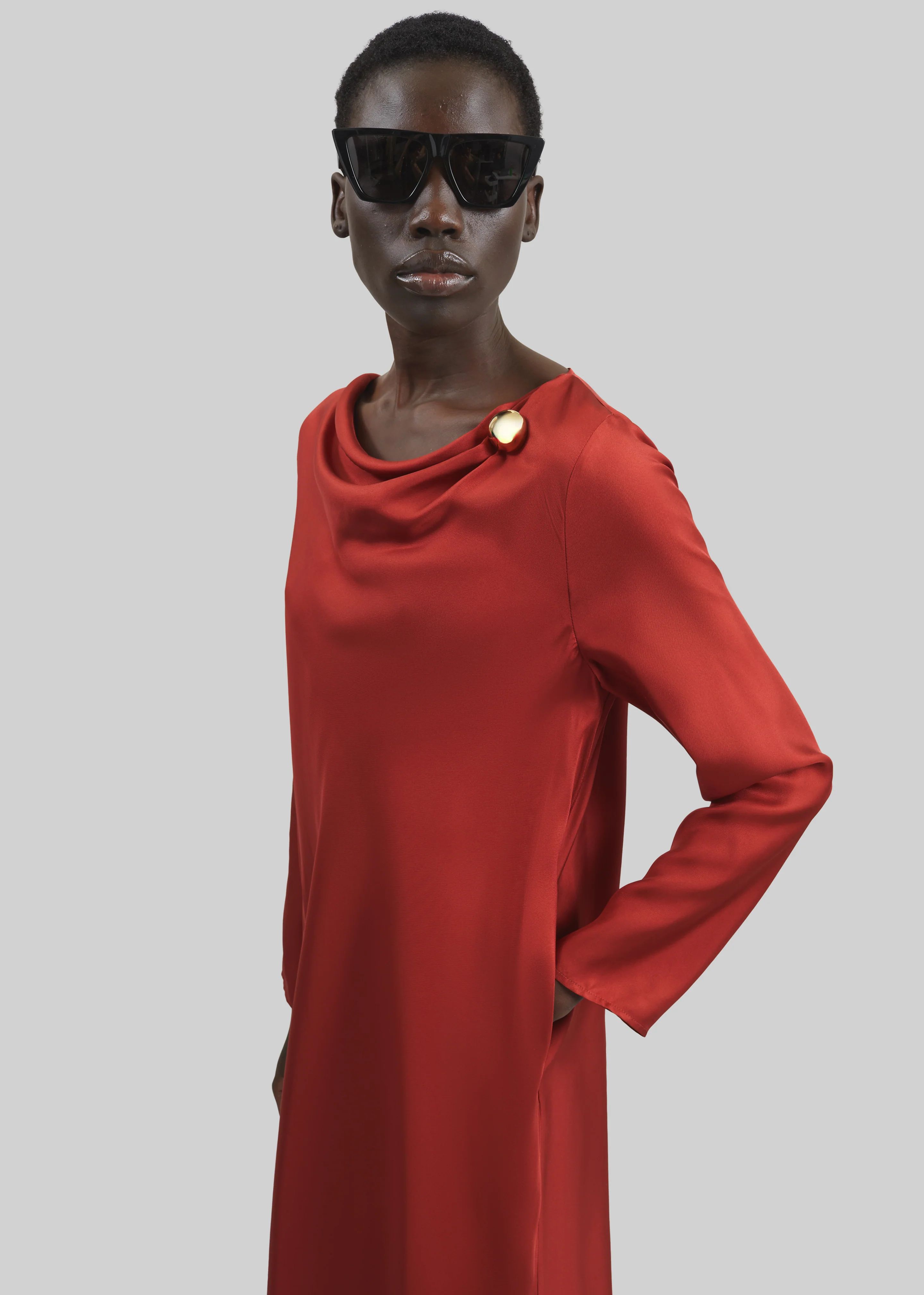 Loulou de Saison Zoya Silk Twill Dress - Red - Image 4
