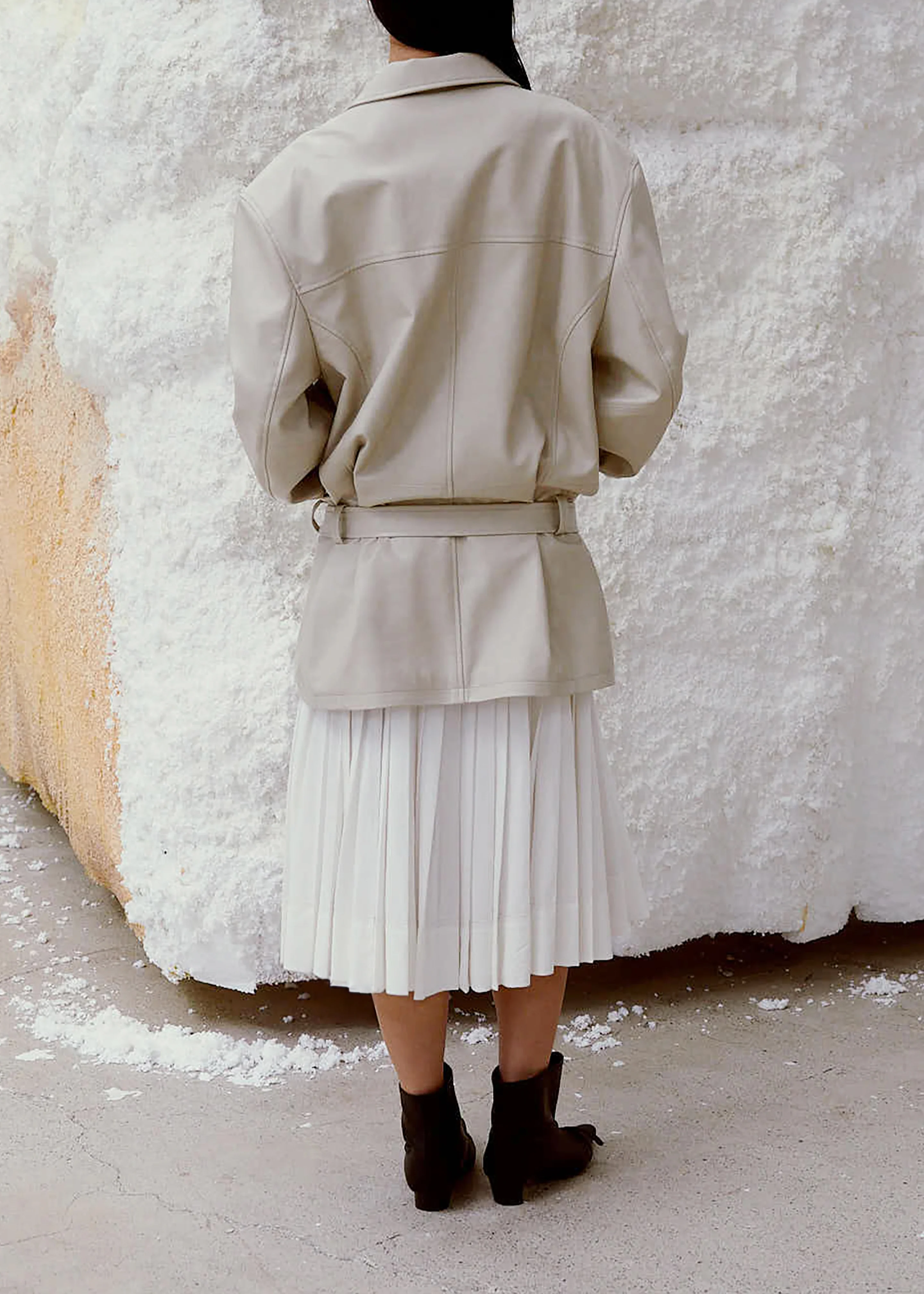 Low Classic Low Waist Artificial Leather Jacket - Beige - Image 8