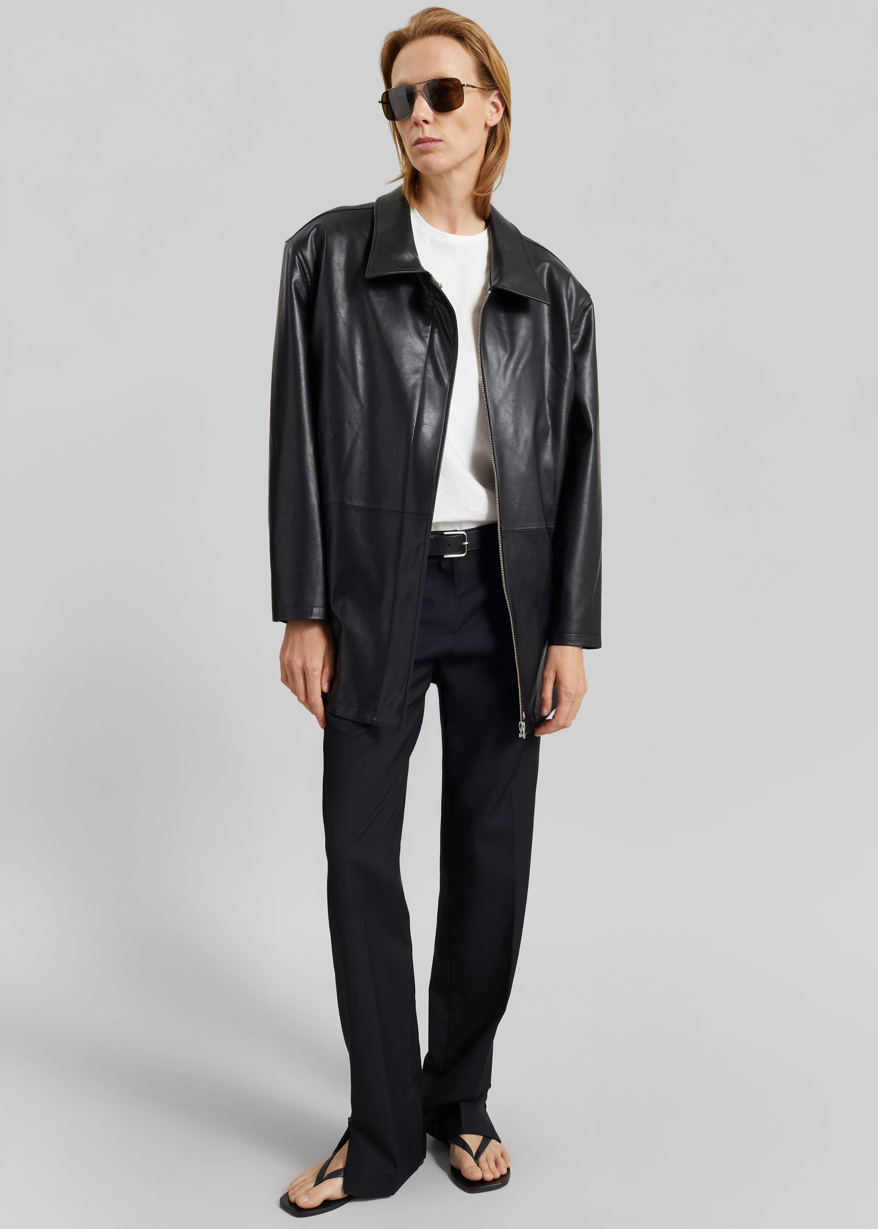 Low Classic Low Waist Artificial Leather Jacket - Black - Image 5