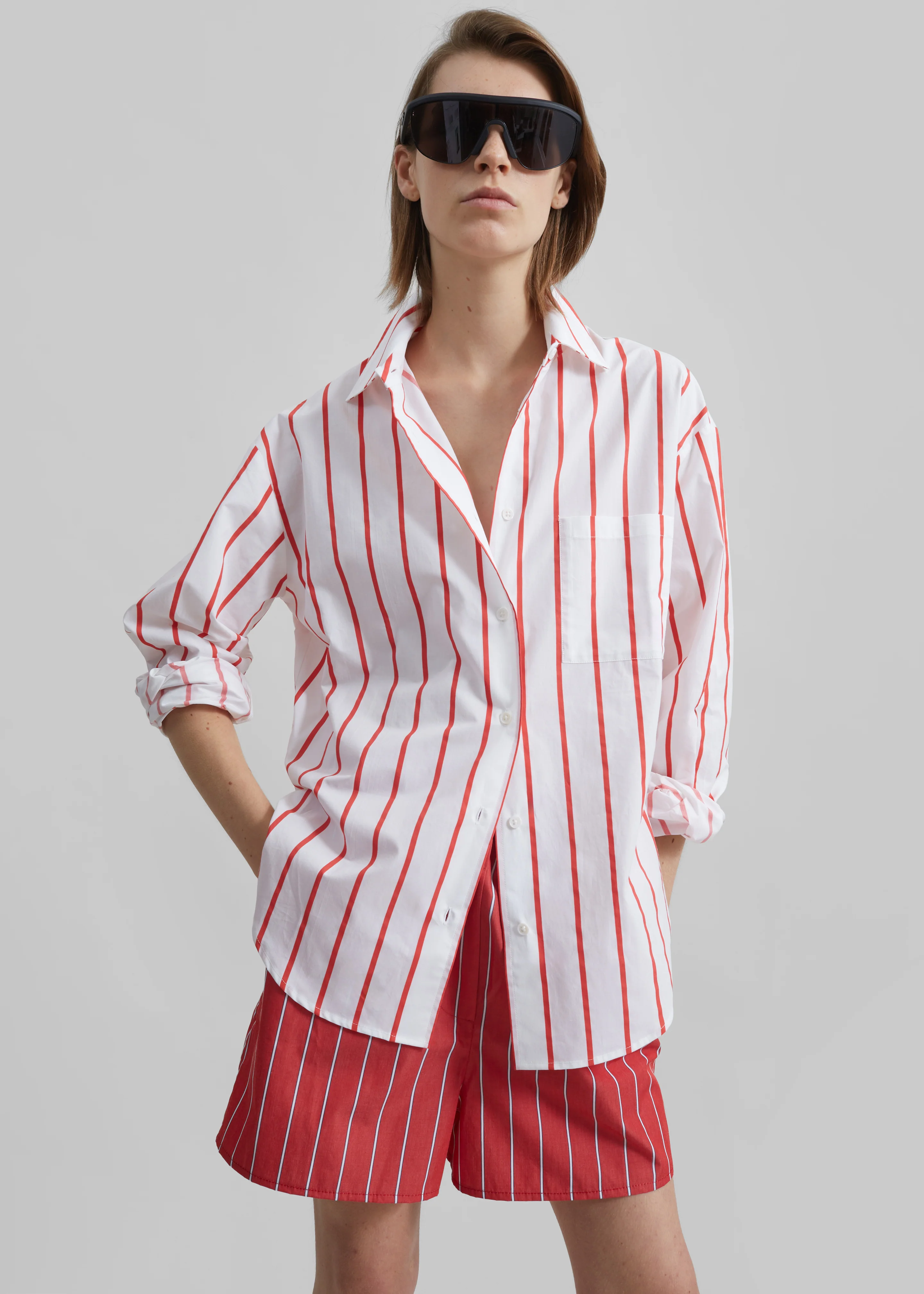 Lui Striped Cotton Boxer Shorts - Red/White Stripe - Image 5