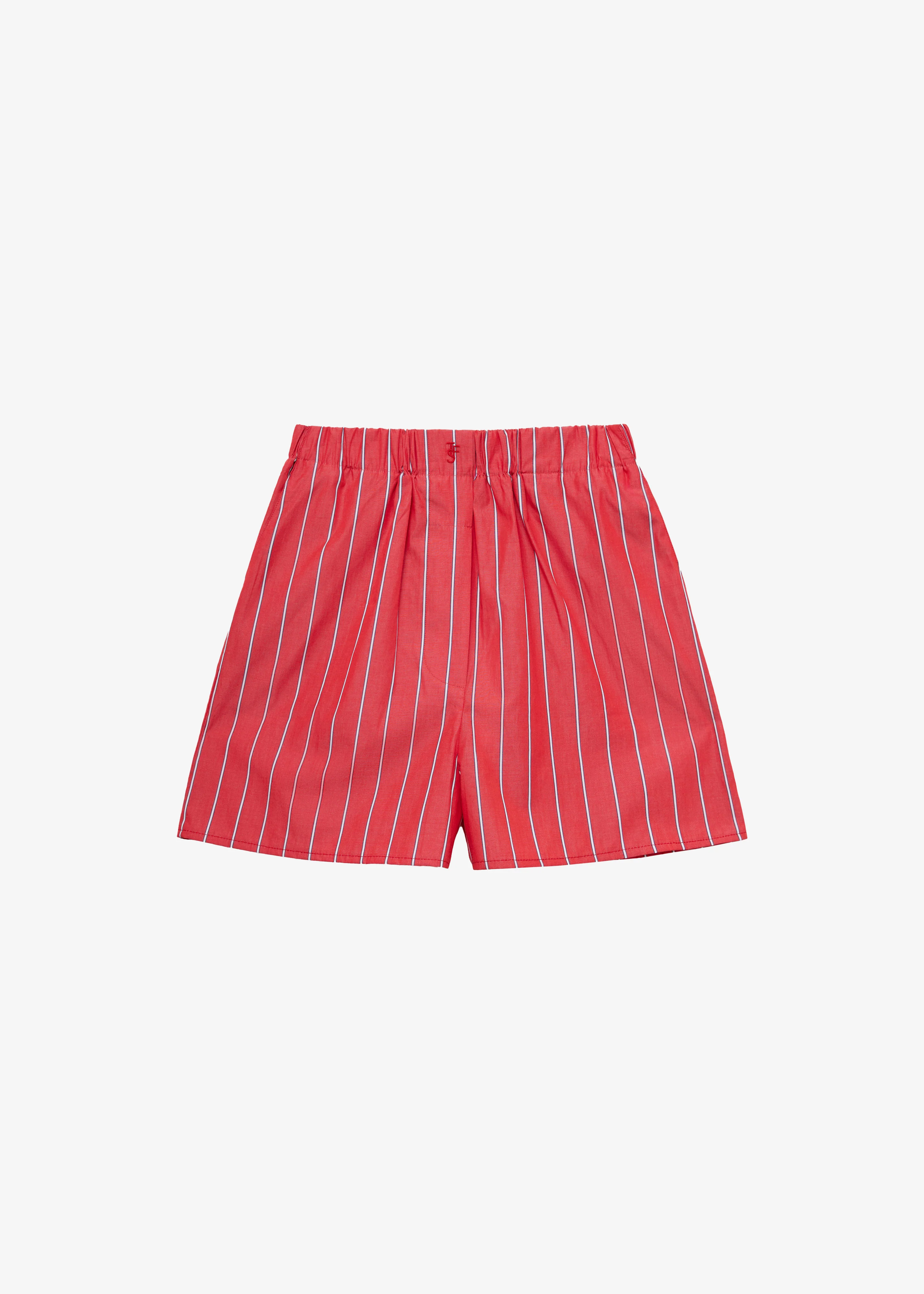 Lui Striped Cotton Boxer Shorts - Red/White Stripe - Image 8