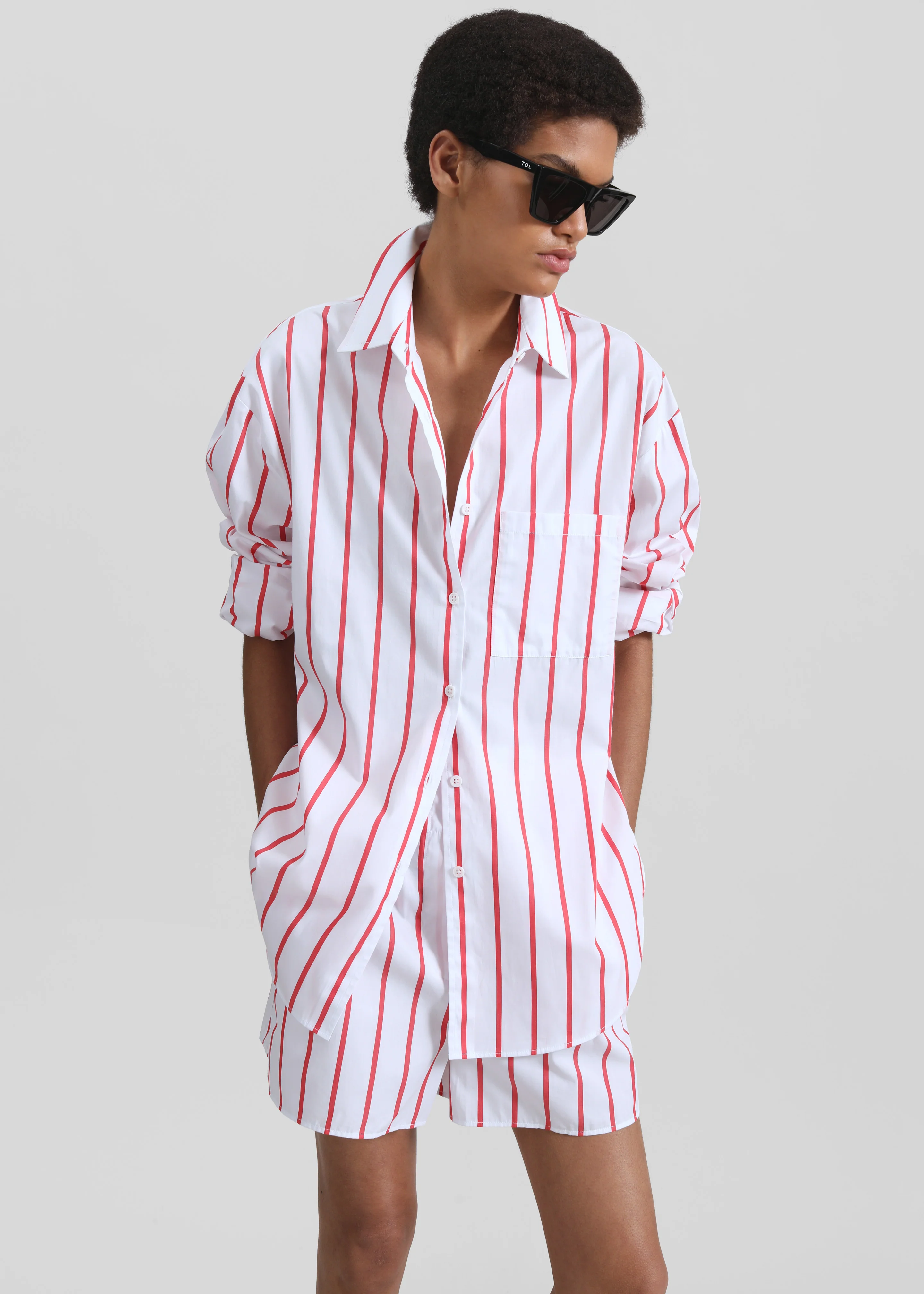 Lui Striped Cotton Boxer Shorts - White/Red Stripe - Image 2