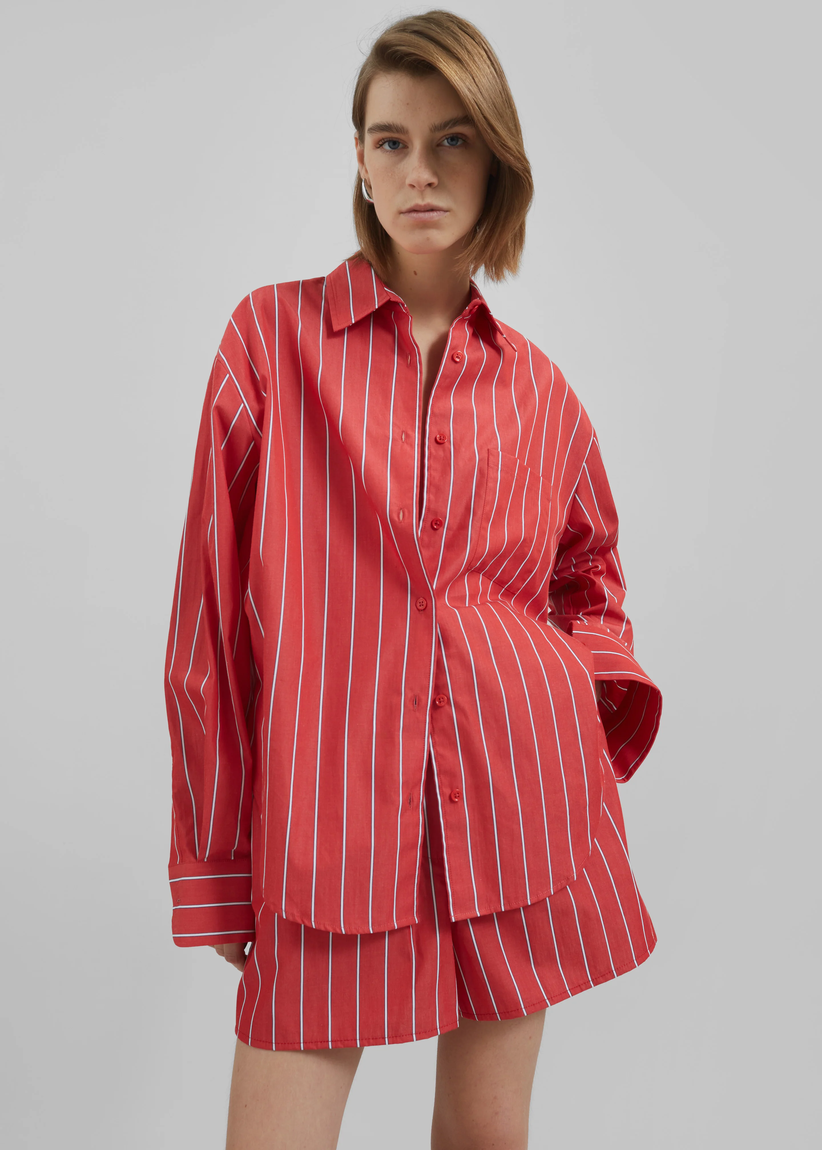 Lui Striped Cotton Shirt - Red/White Stripe - Image 2