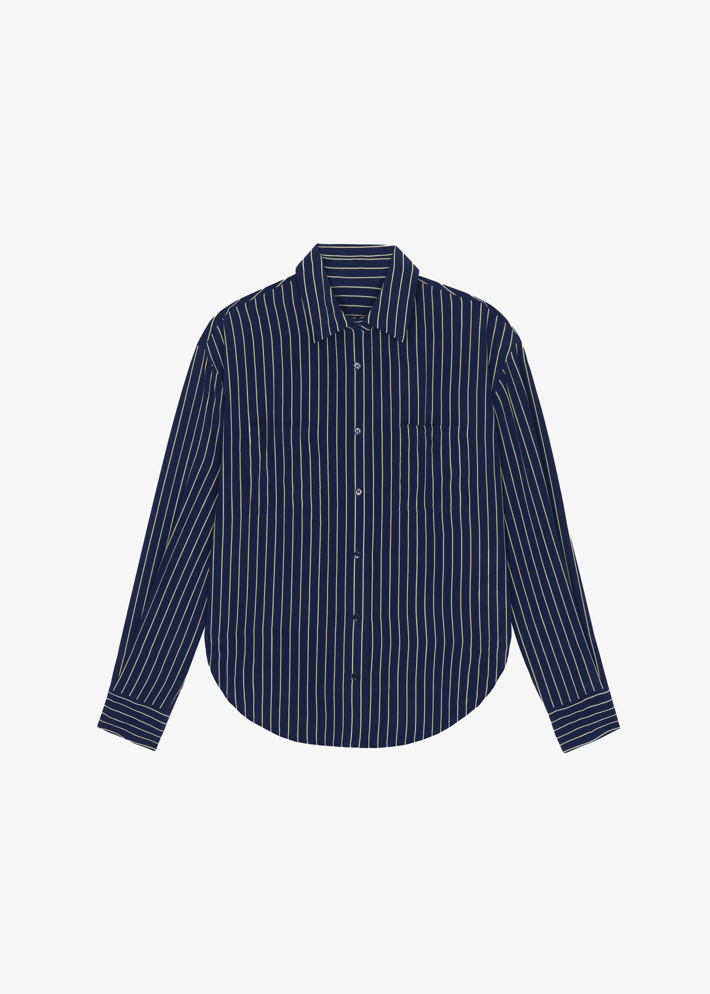 Lui Striped Shirt - Navy/Beige Pinstripe - Image 12