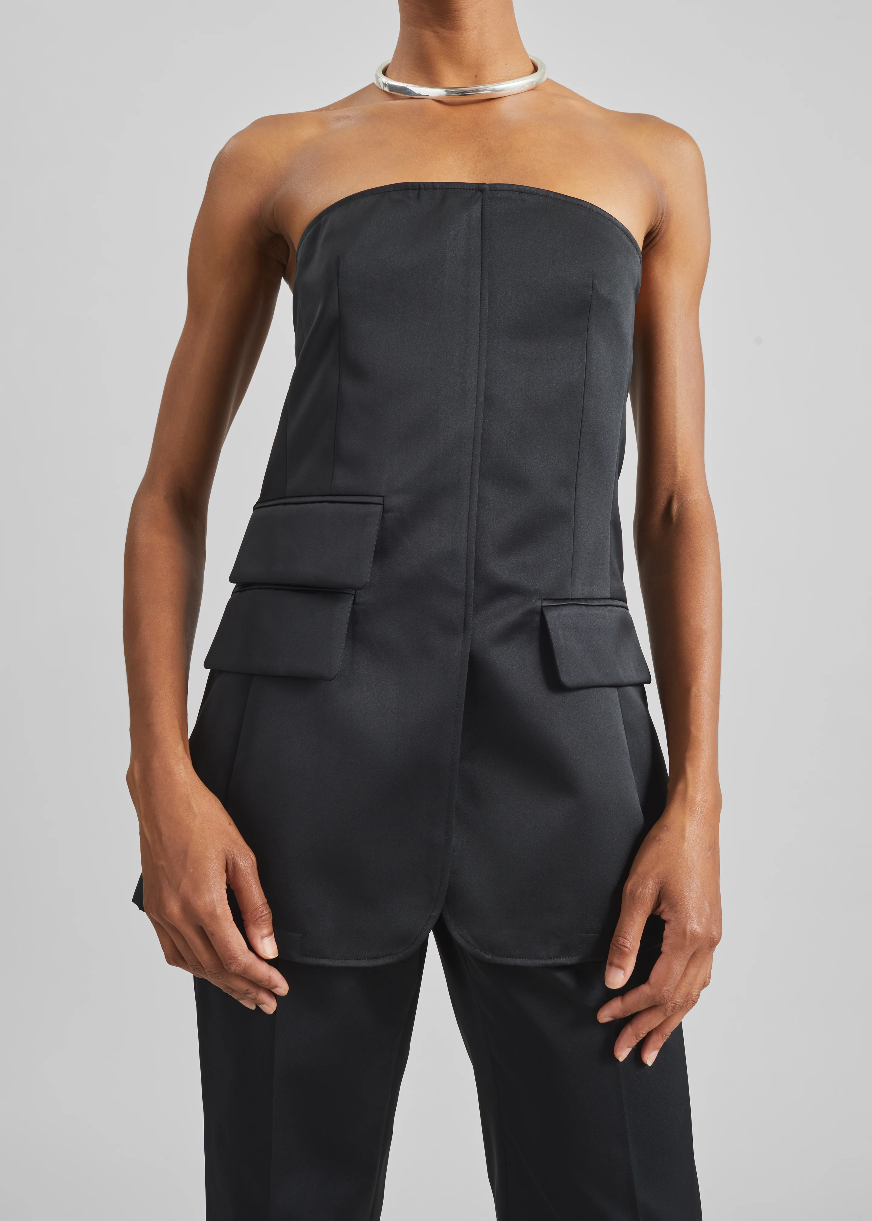 Luma Satin Bustier - Black - Image 2