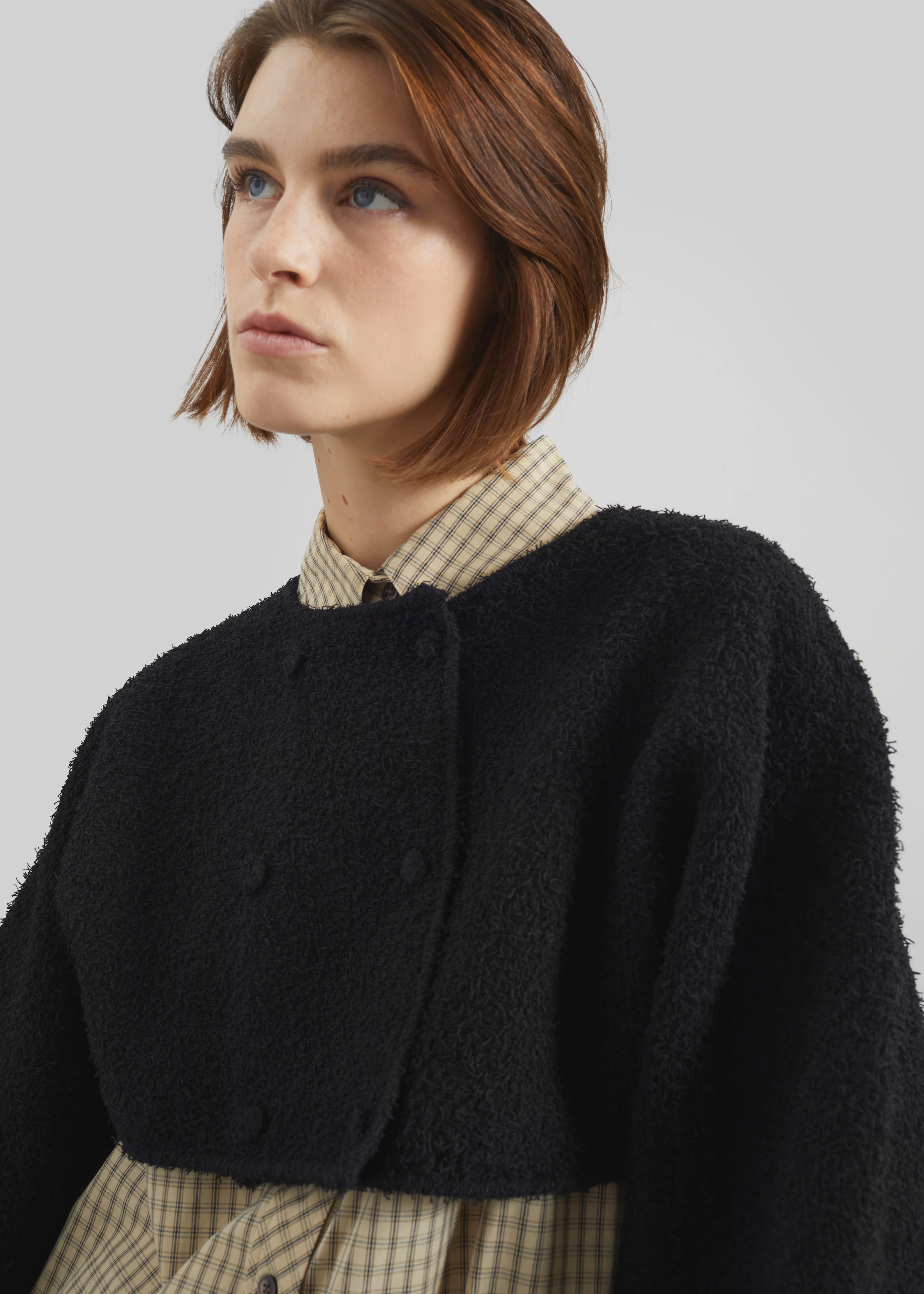 Lyall Fuzzy Cropped Jacket - Black - Image 3