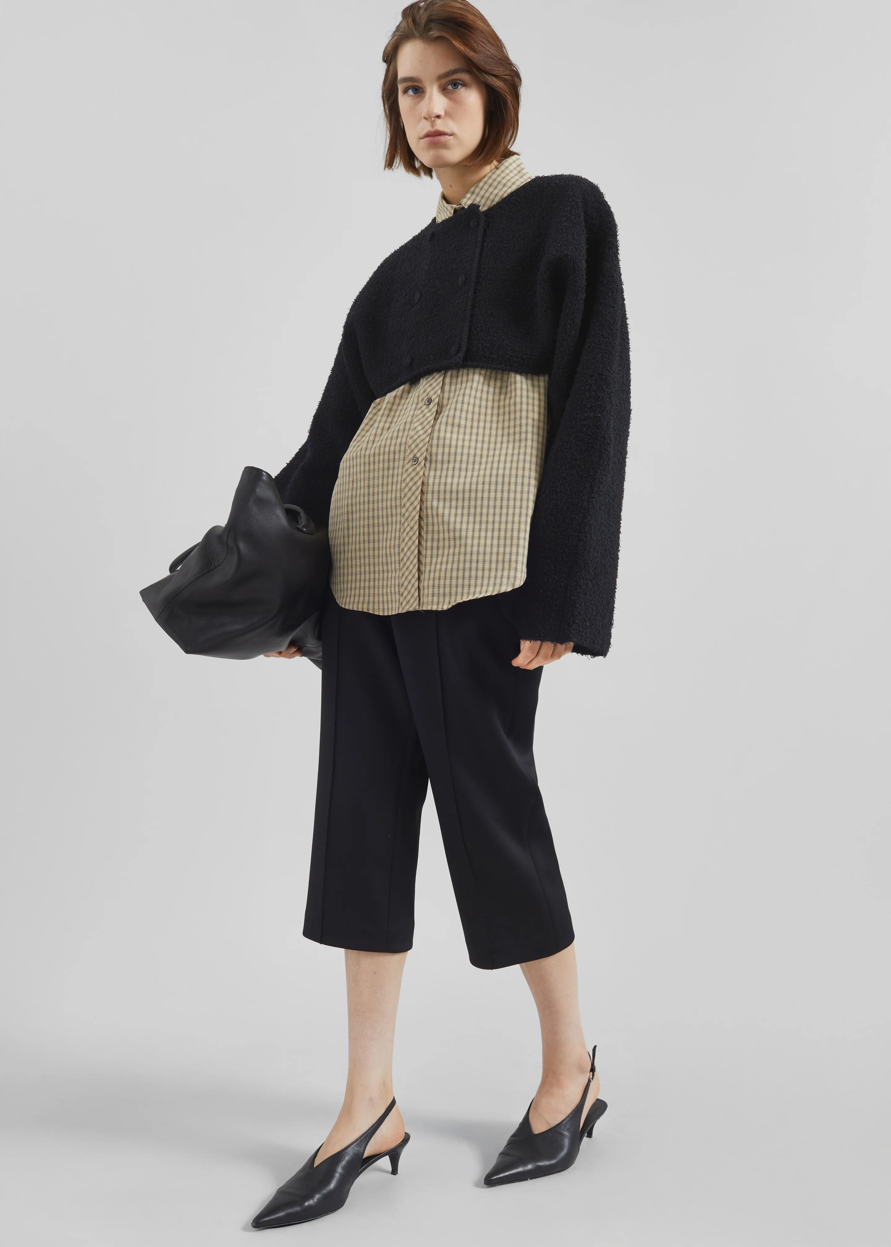 Lyall Fuzzy Cropped Jacket - Black - Image 6