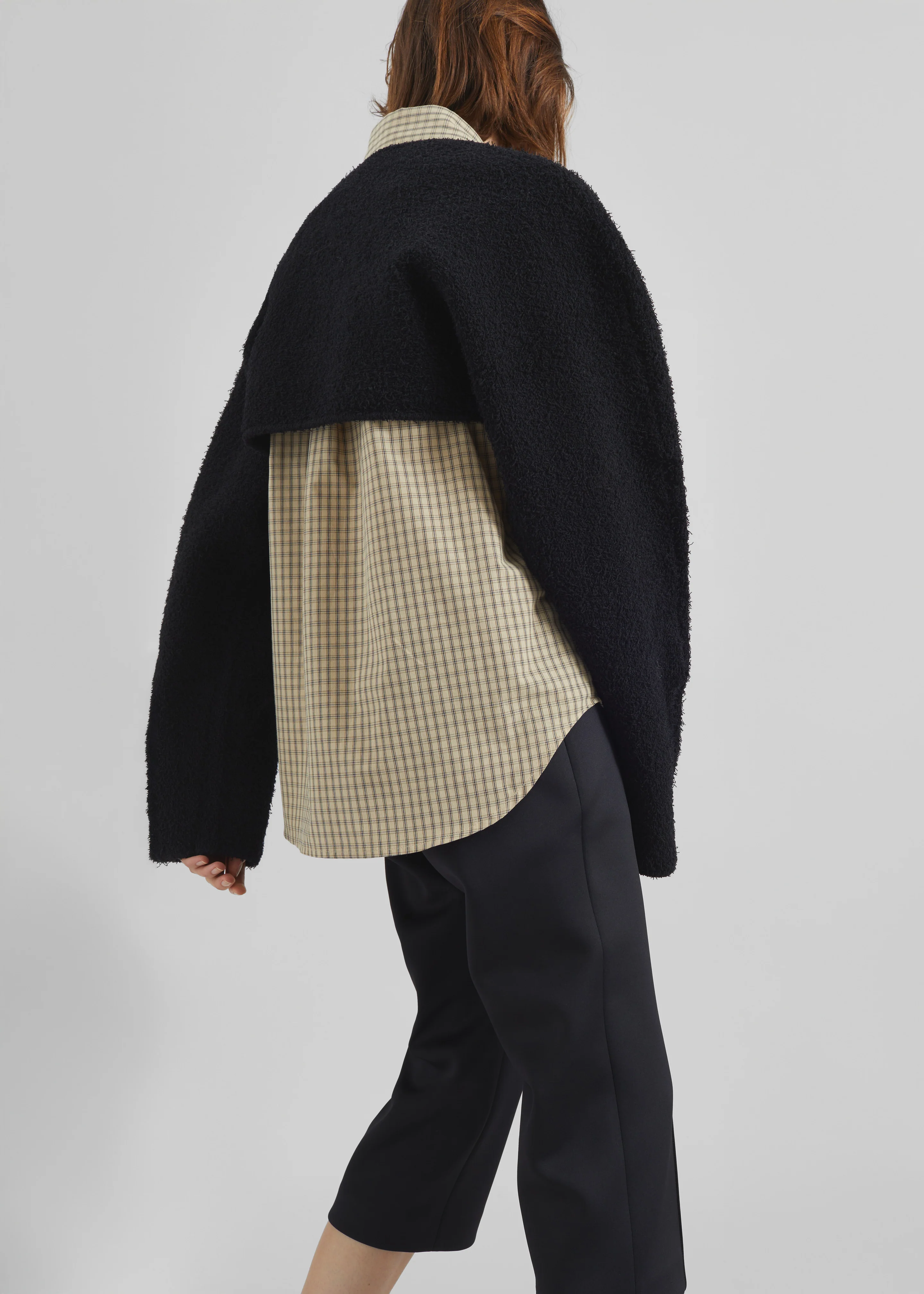 Lyall Fuzzy Cropped Jacket - Black - Image 8