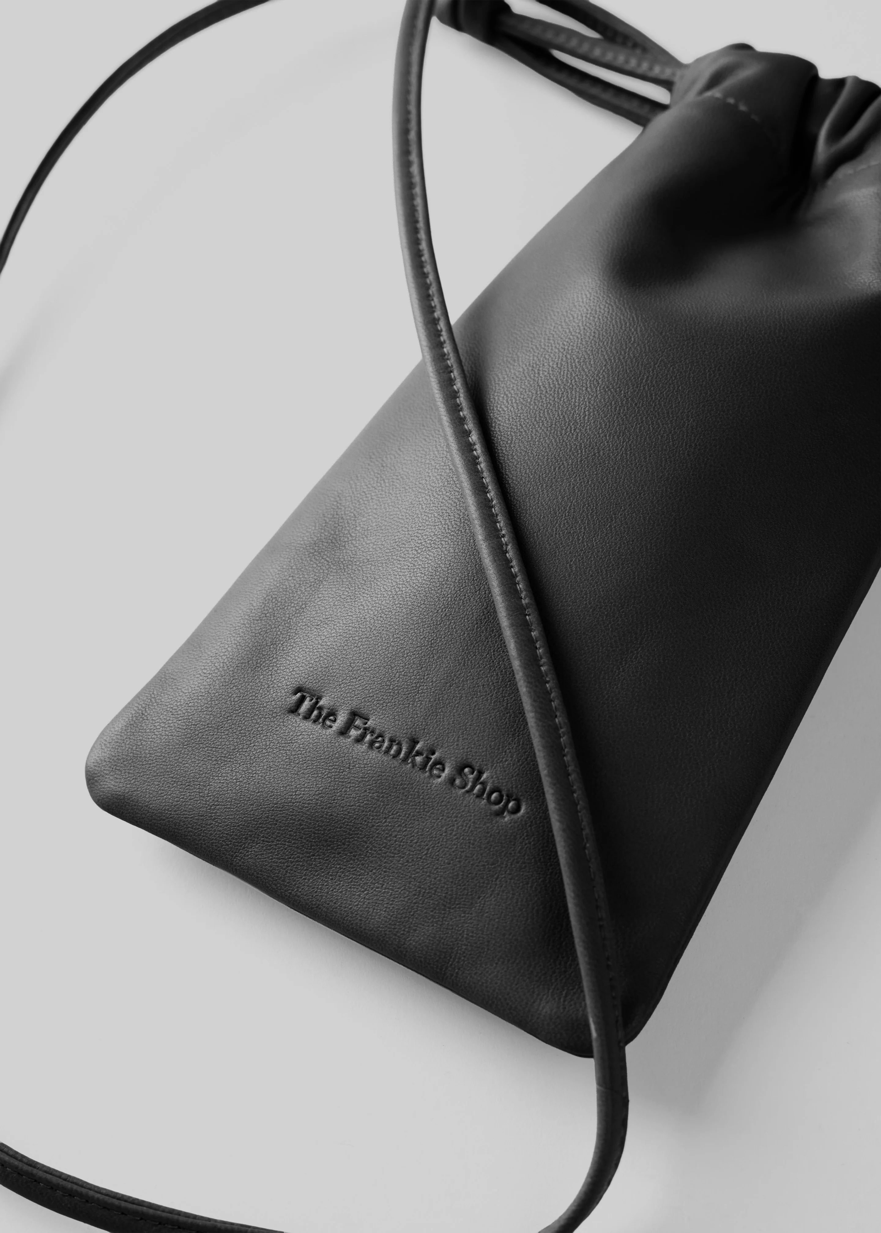 Lyon Drawstring Leather Pouch - Black - Image 4
