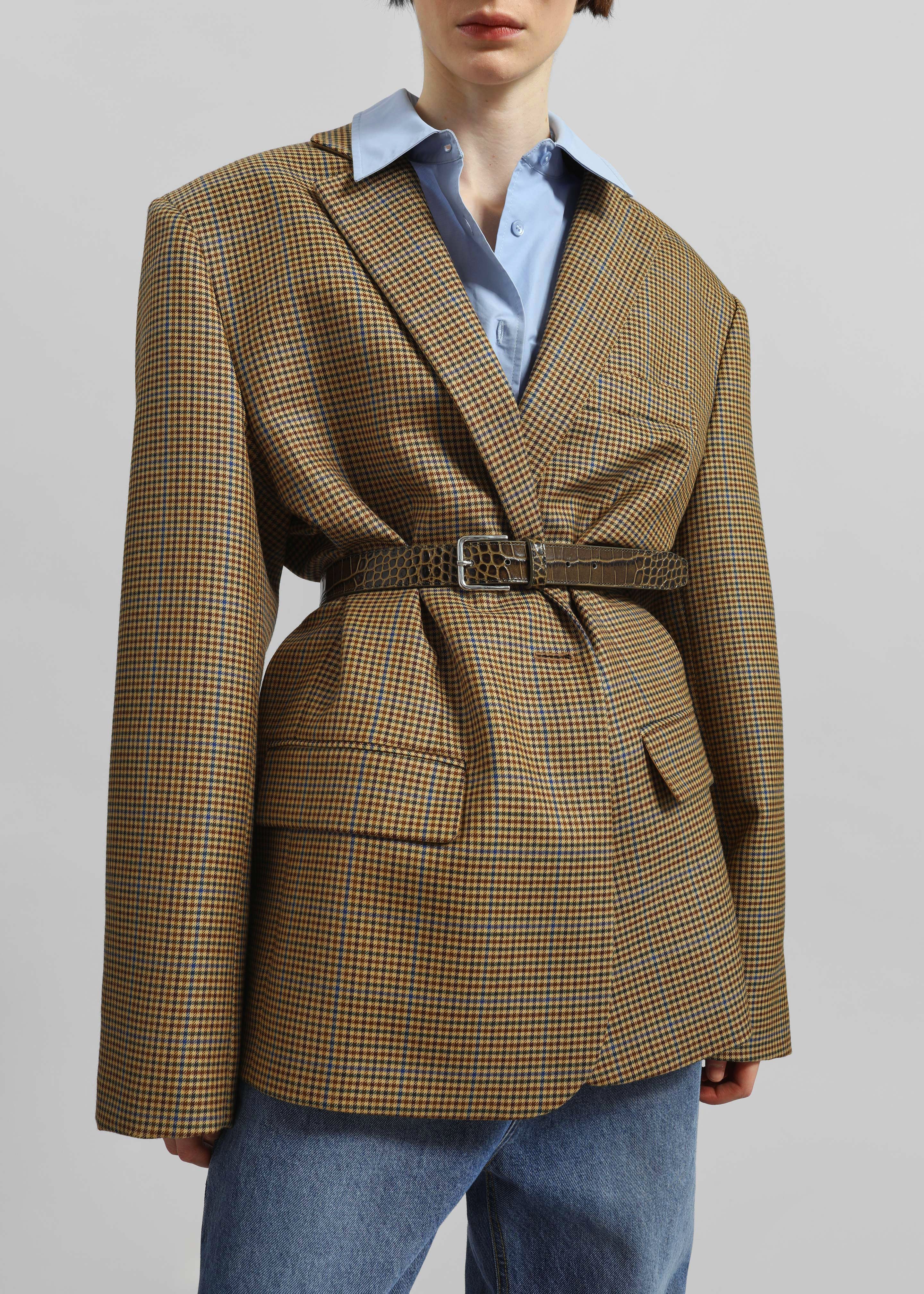 Lyra Oversized Houndstooth Blazer - Camel - Image 2