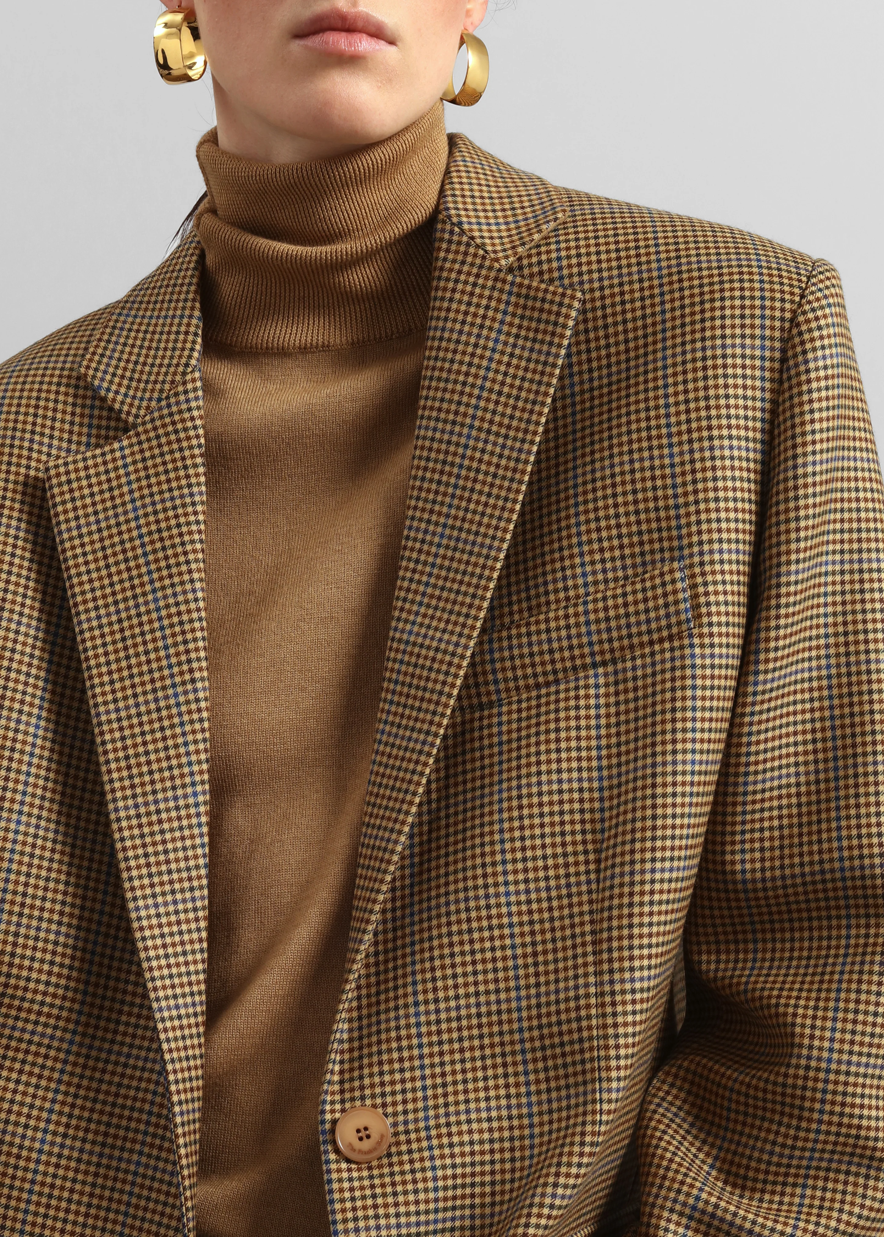 Lyra Oversized Houndstooth Blazer - Camel - Image 4