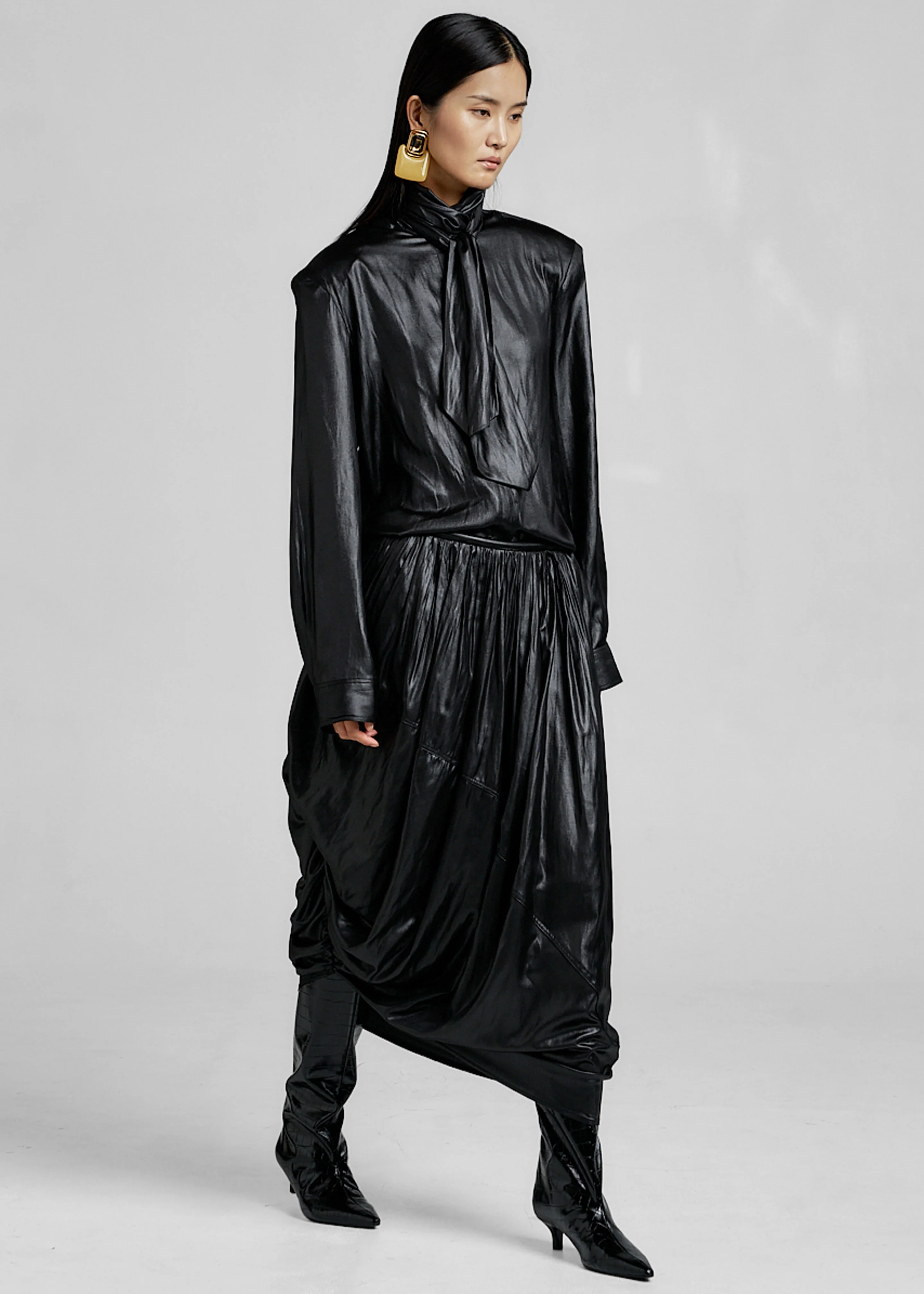 Mabillon Corded Draped Skirt - Black - Image 3